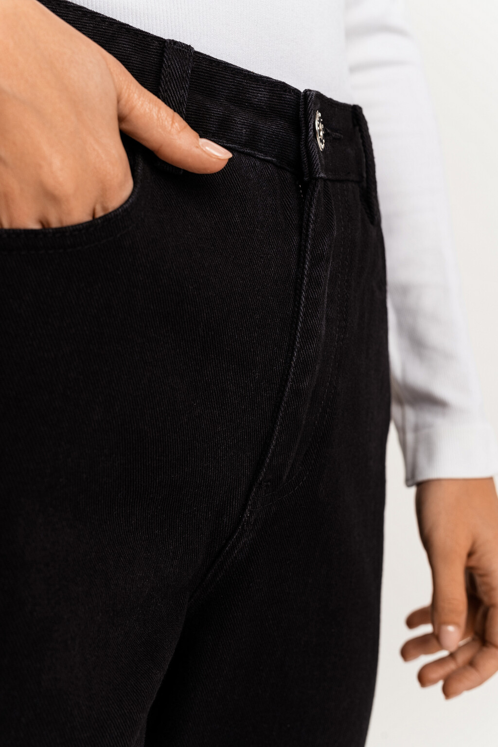 Джинсы хлопковые mom с высокой посадкой - цвет черный - 3