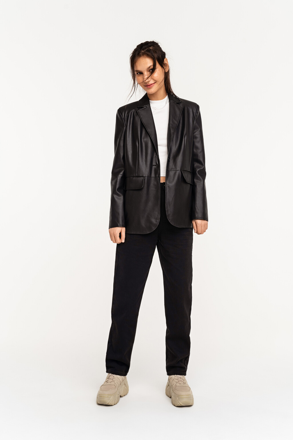 Джинсы классические прямые с высокой посадкой - цвет черный - 1