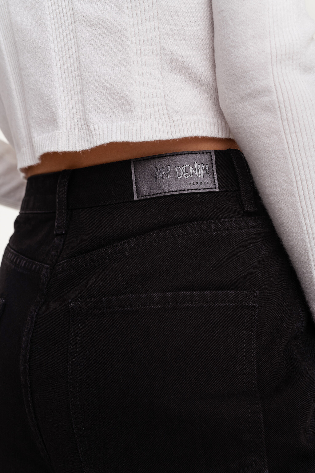Джинсы классические прямые с высокой посадкой - цвет черный - 5