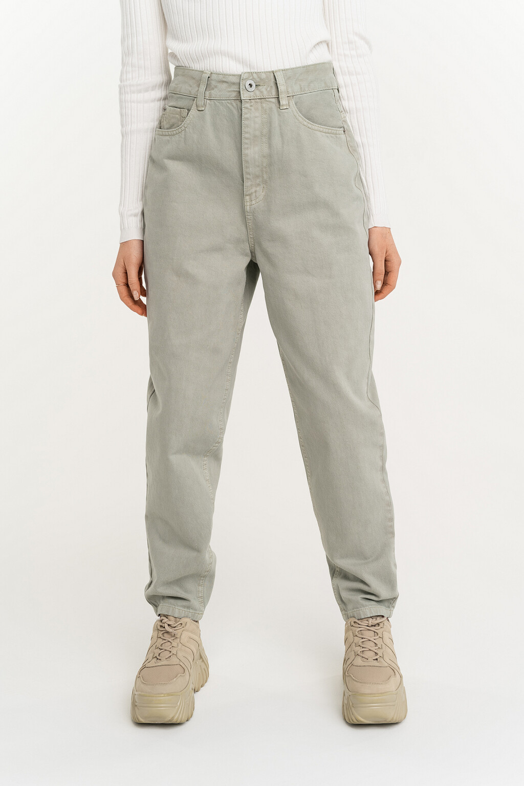 Джинсы mom с пятью карманами - цвет бежевый - 2