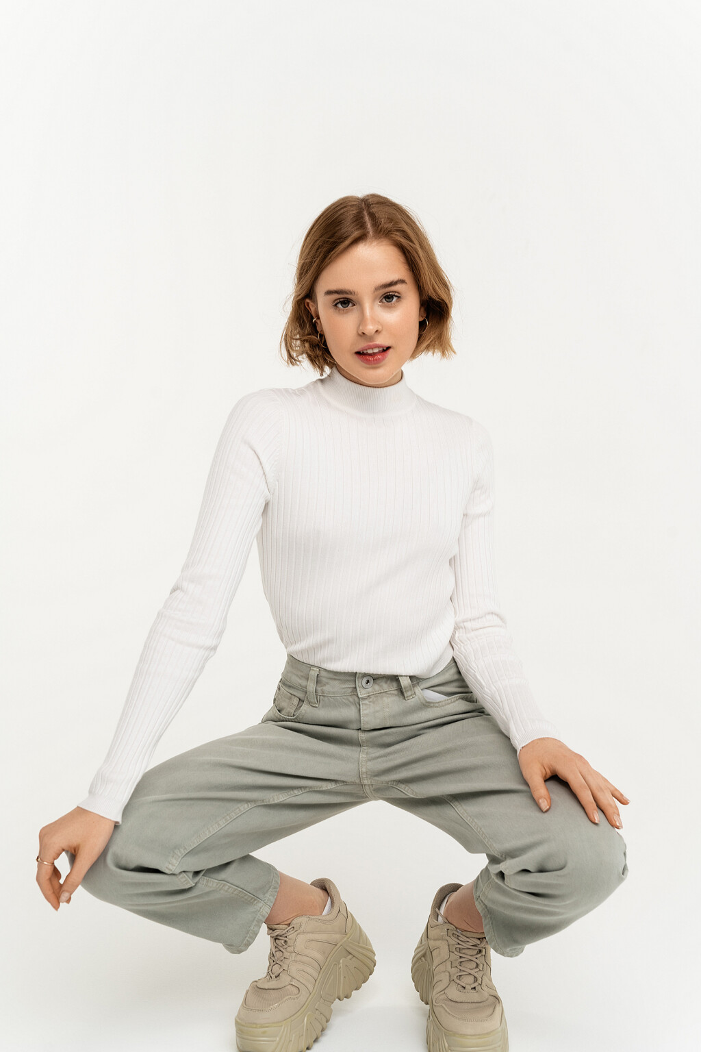 Джинсы mom с пятью карманами - цвет бежевый - 4