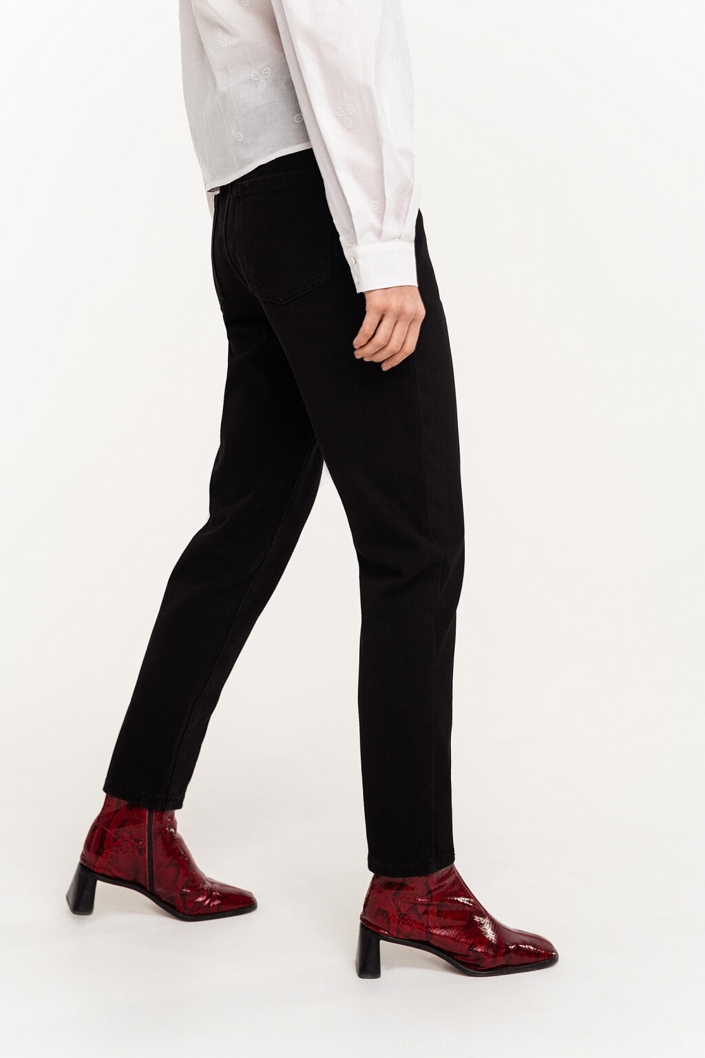 Джинсы mom хлопковые с высокой посадкой - цвет черный - 3