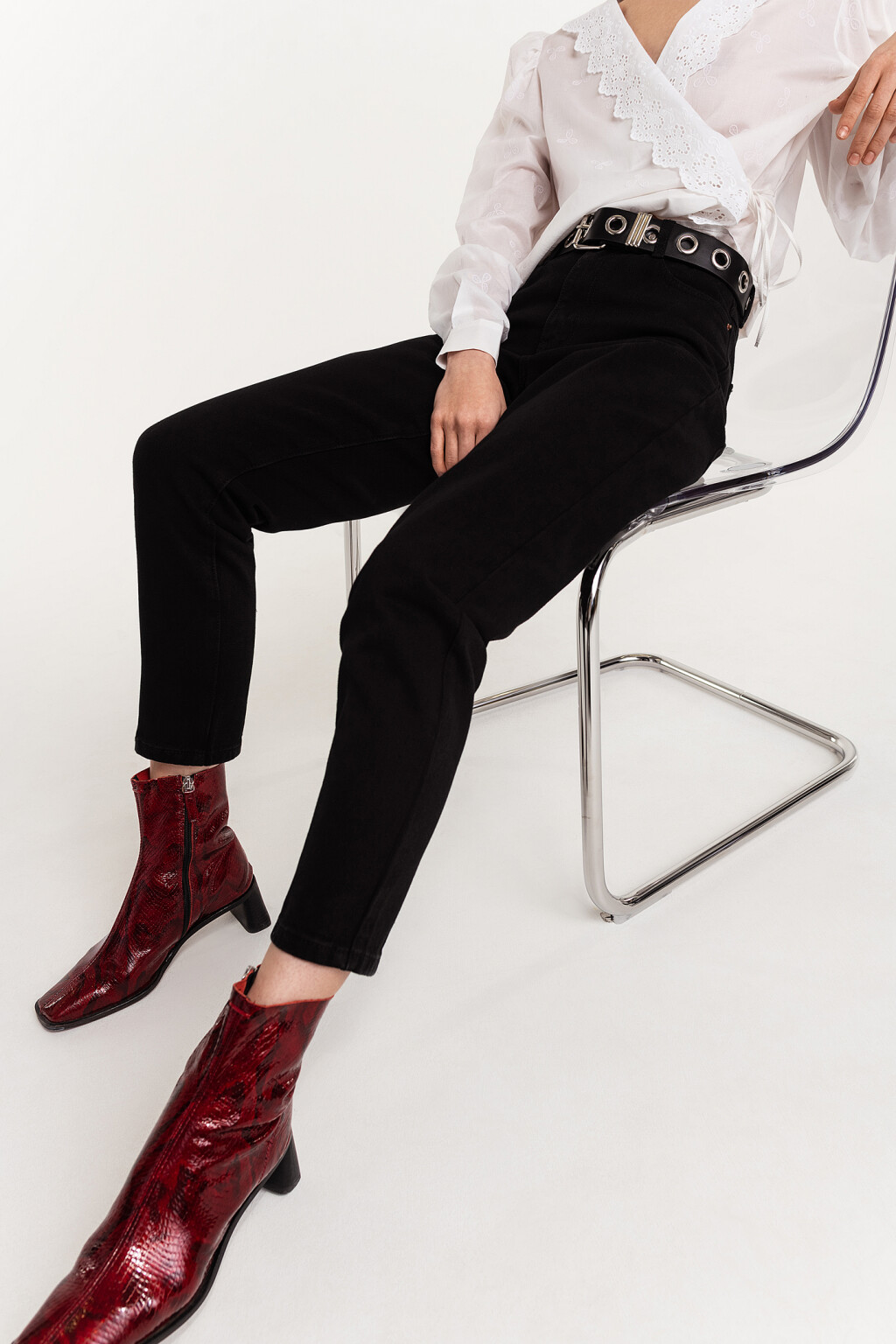 Джинсы mom хлопковые с высокой посадкой - цвет черный - 5