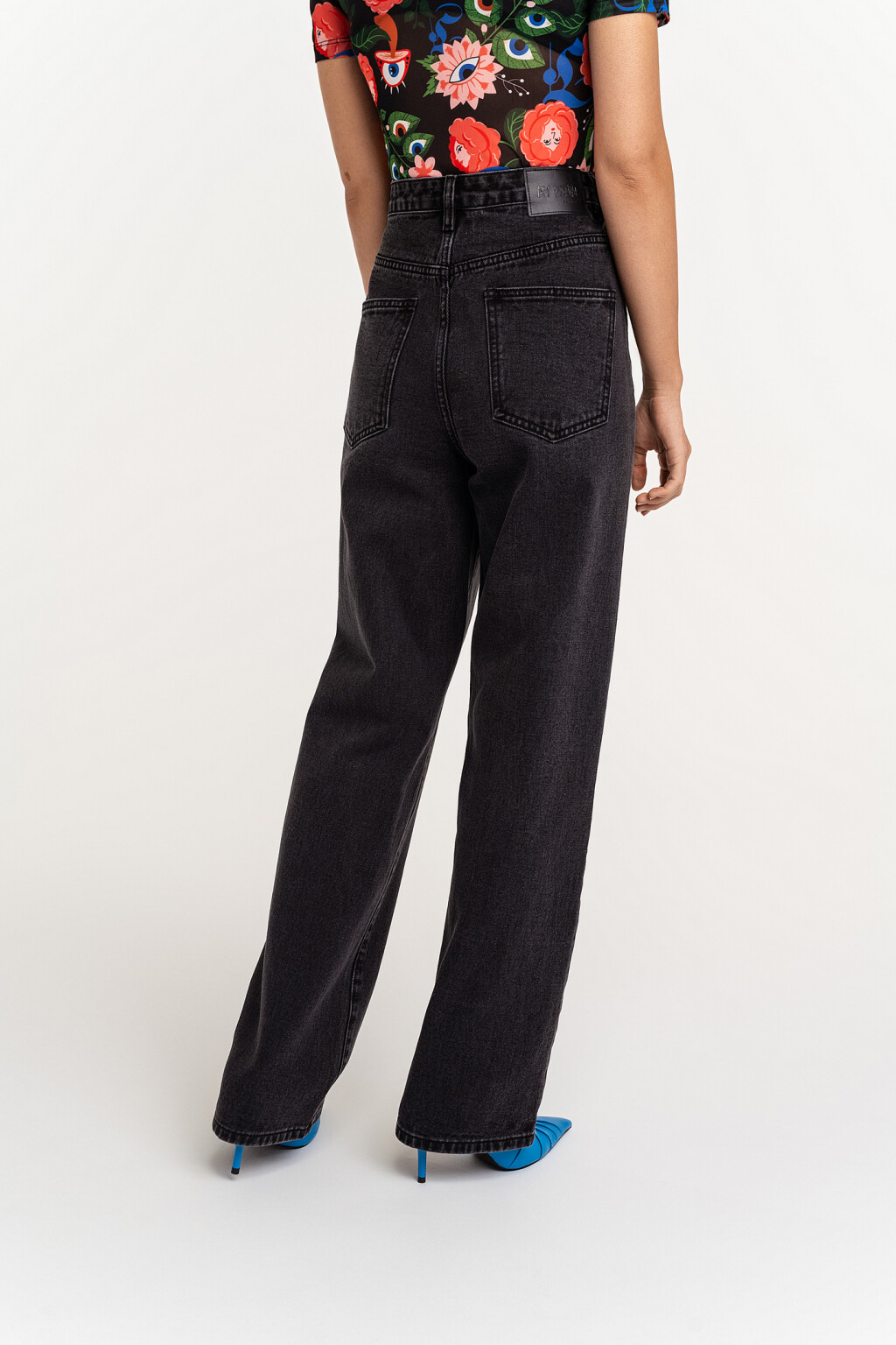 Джинсы-трубы широкие с эффектом потертости - цвет черный - 4