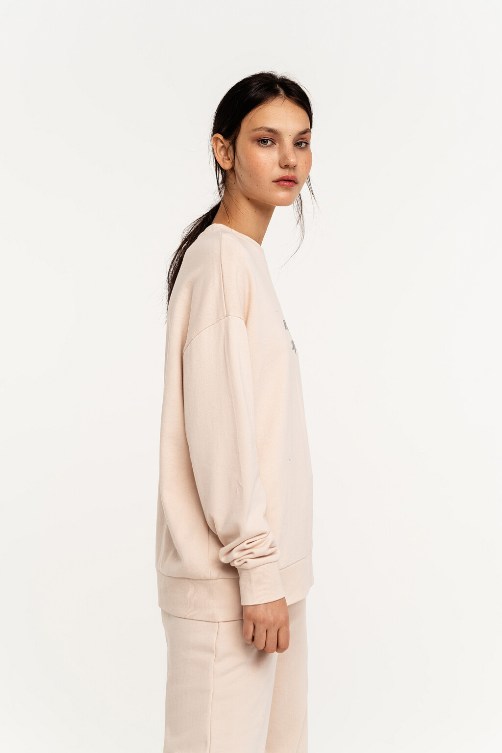 Свитшот хлопковый oversize с начесом - цвет белый - 3