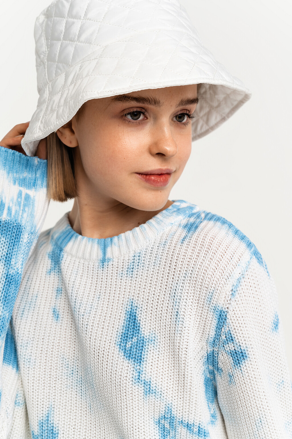 Джемпер хлопковый в стиле тай-дай - цвет голубой - 2