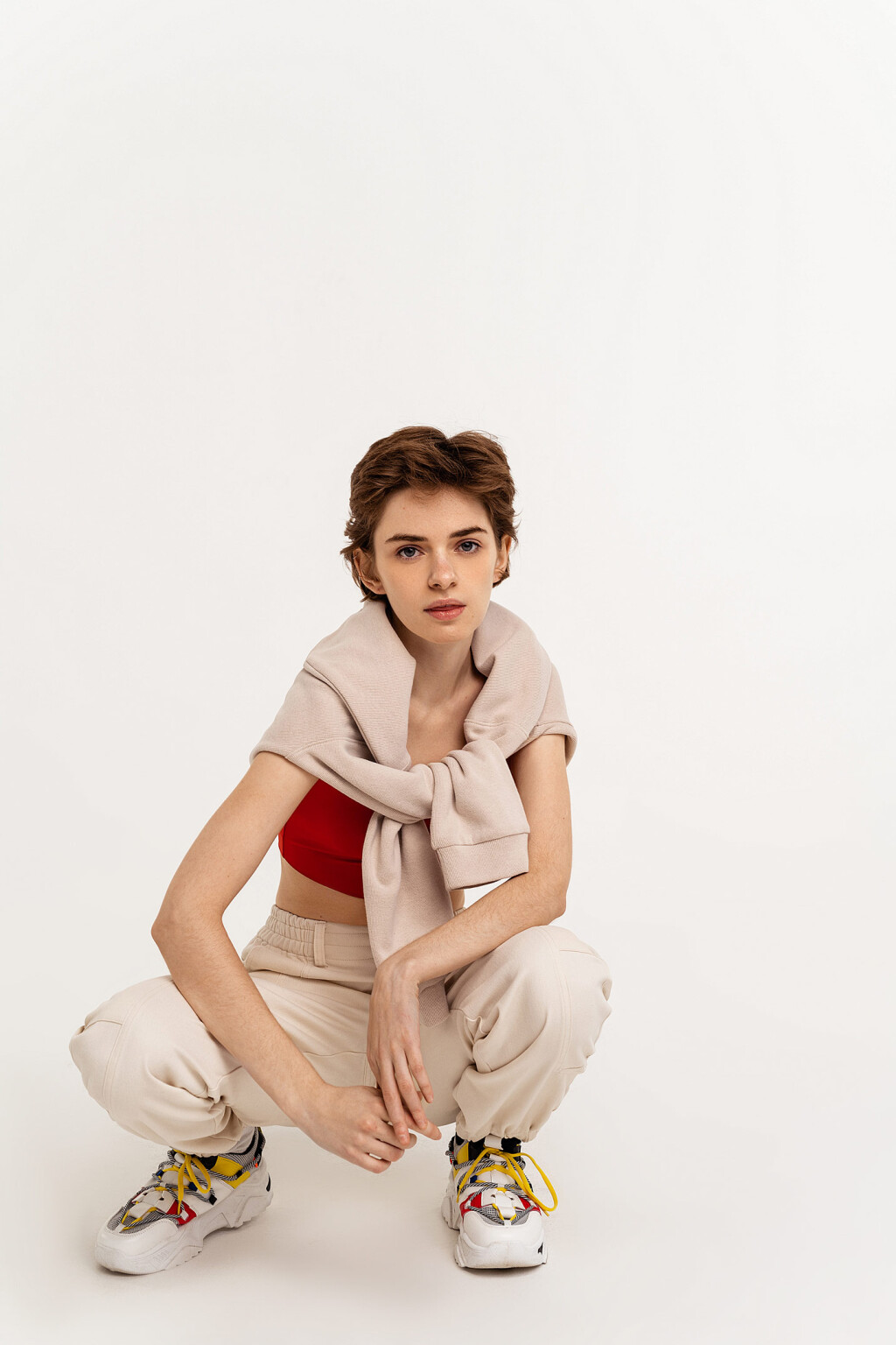 Брюки карго с эластичным поясом и резинками на манжетах - цвет белый - 5