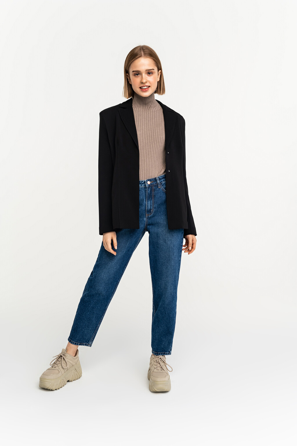 Пиджак удлиненный приталенный на кнопках - цвет черный - 1