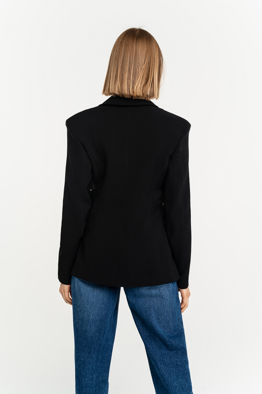 Пиджак удлиненный приталенный на кнопках - цвет черный - 5
