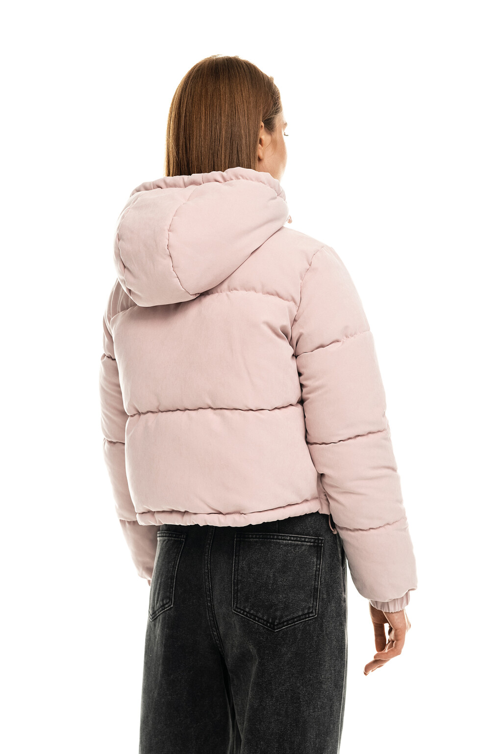 Куртка дутая укороченная из матовой ткани - цвет розовый - 3