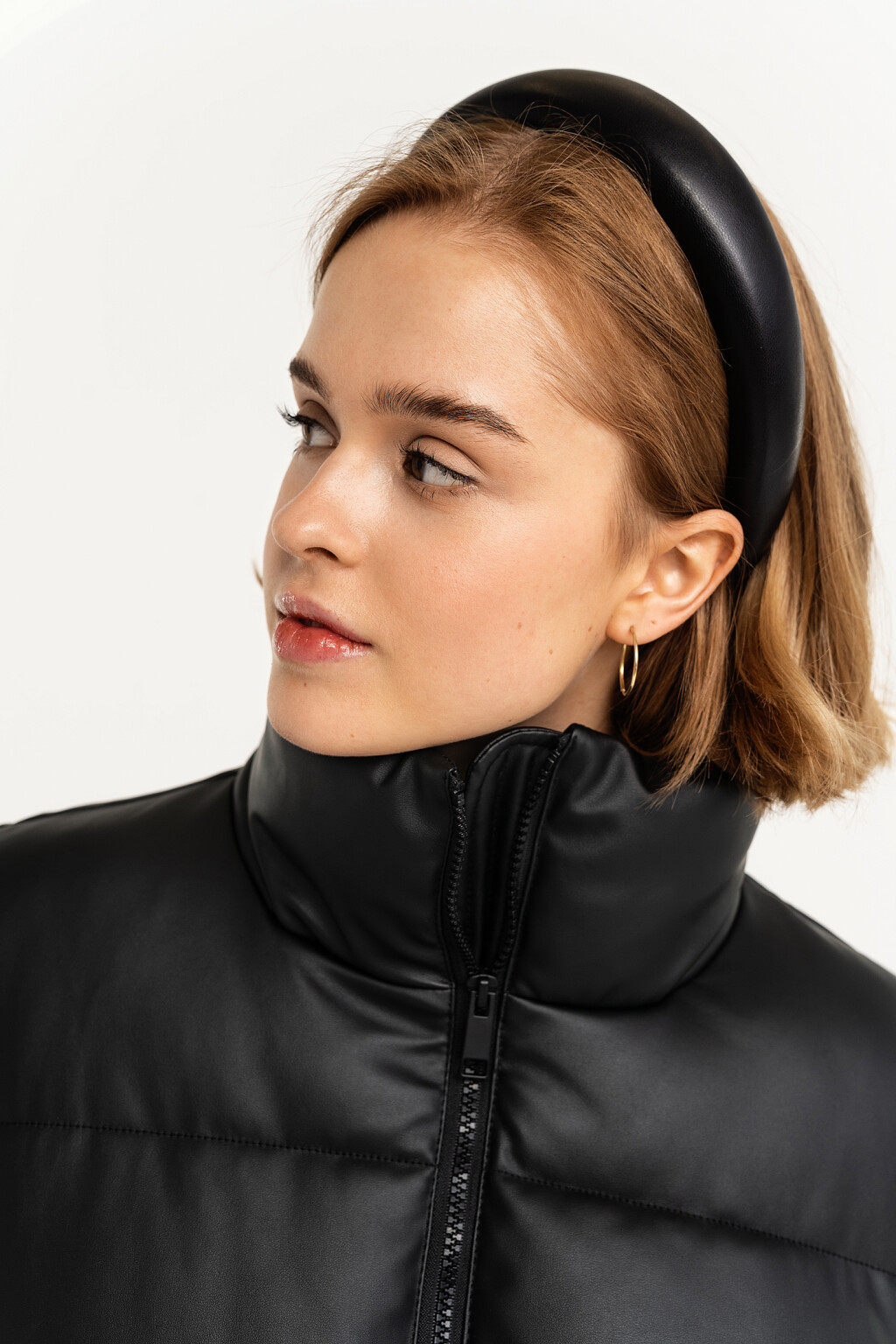 Куртка дутая из искусственной кожи - цвет черный - 3