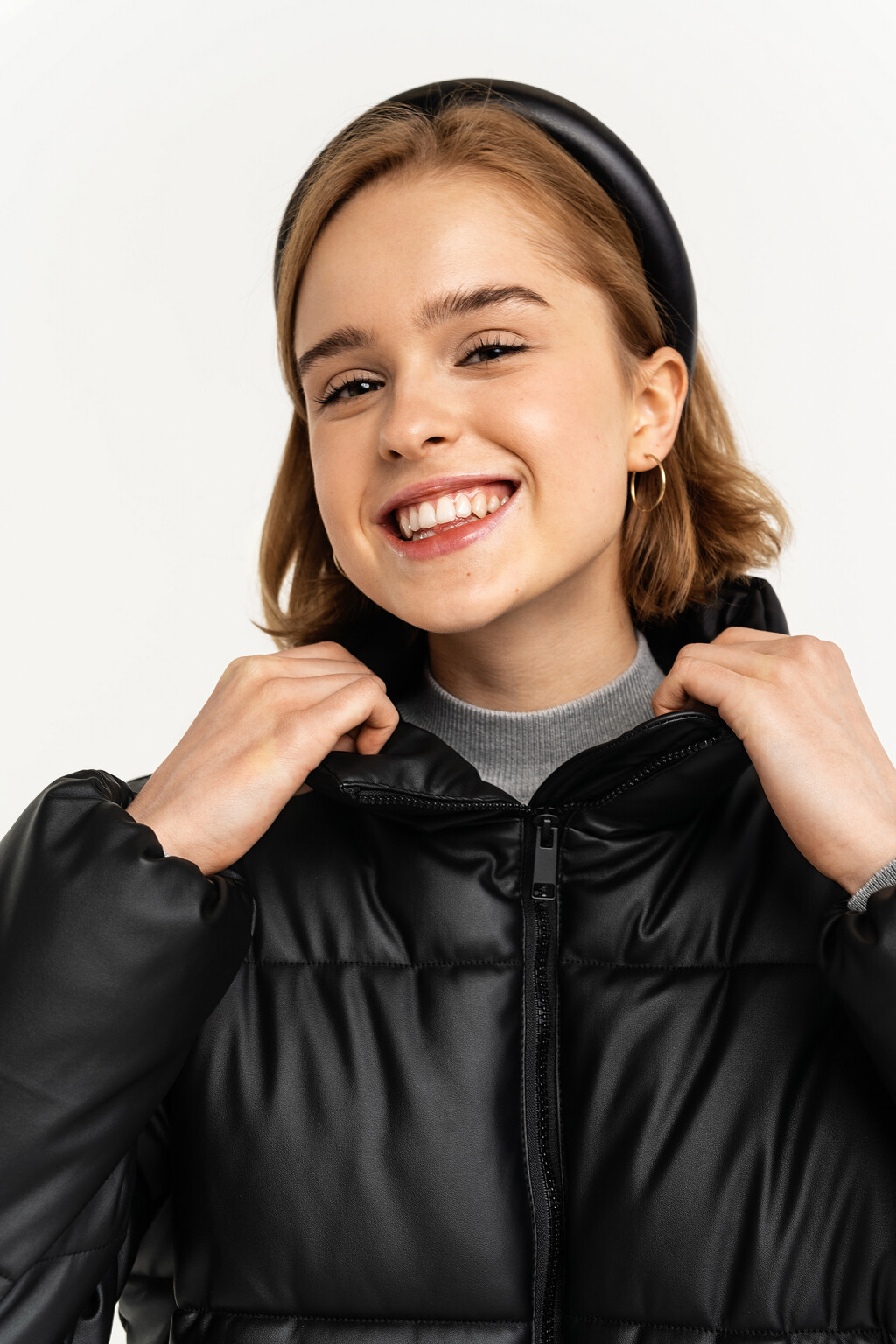 Куртка дутая из искусственной кожи - цвет черный - 4