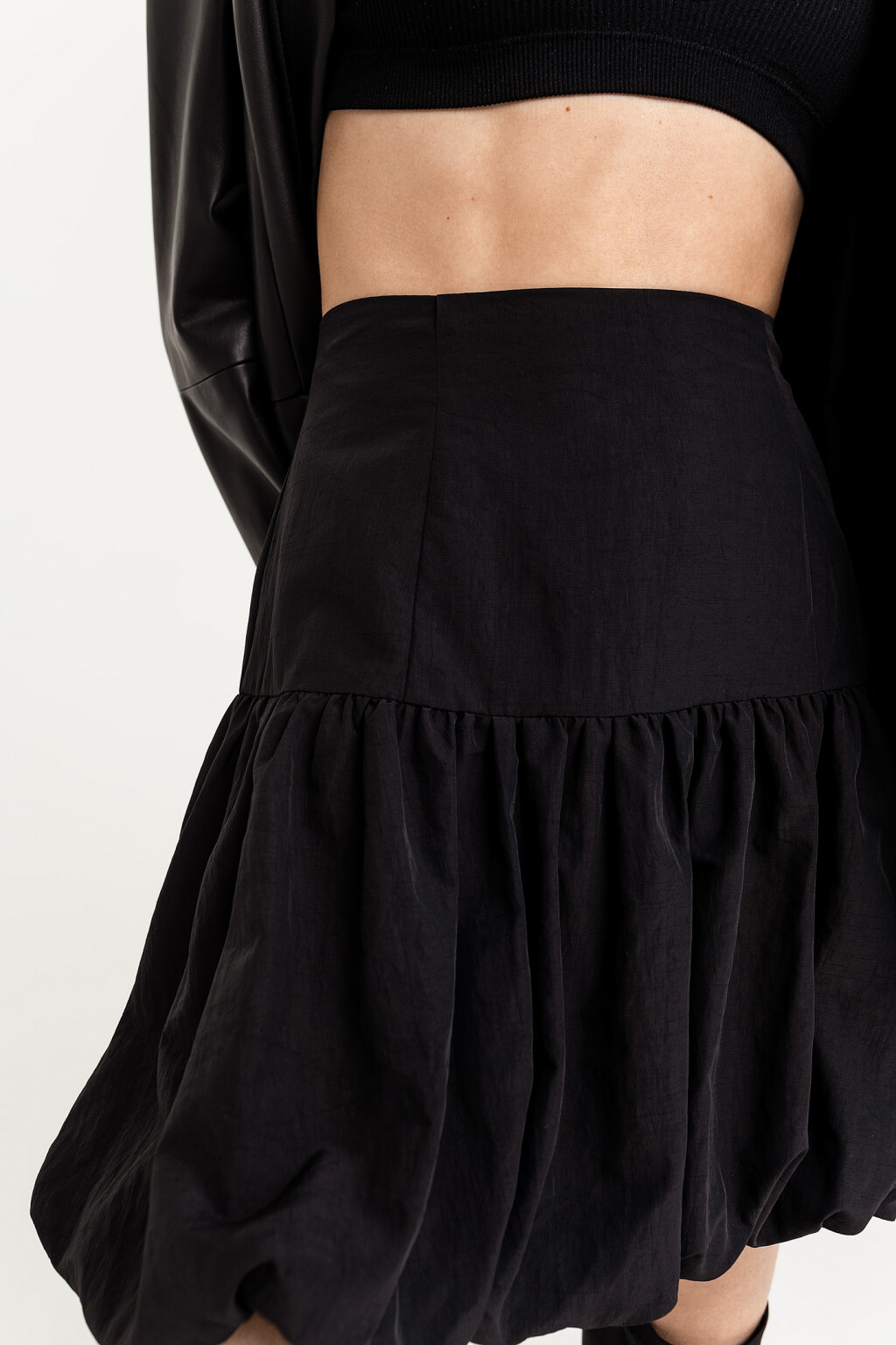 Юбка-баллон мини - цвет черный - 2