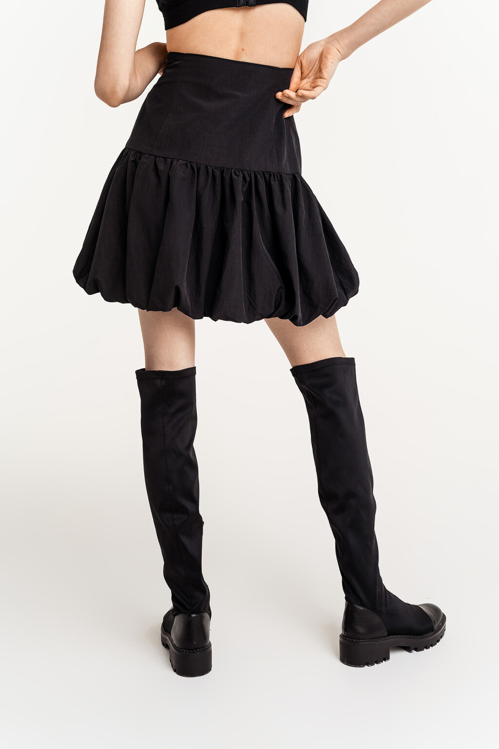 Юбка-баллон мини - цвет черный - 5