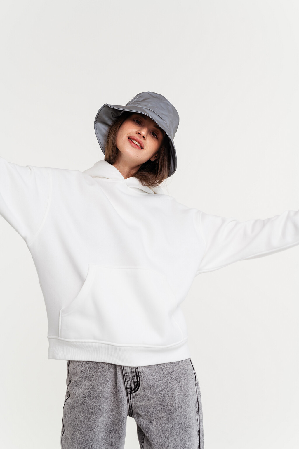 Худи oversize утепленная - цвет белый - 2