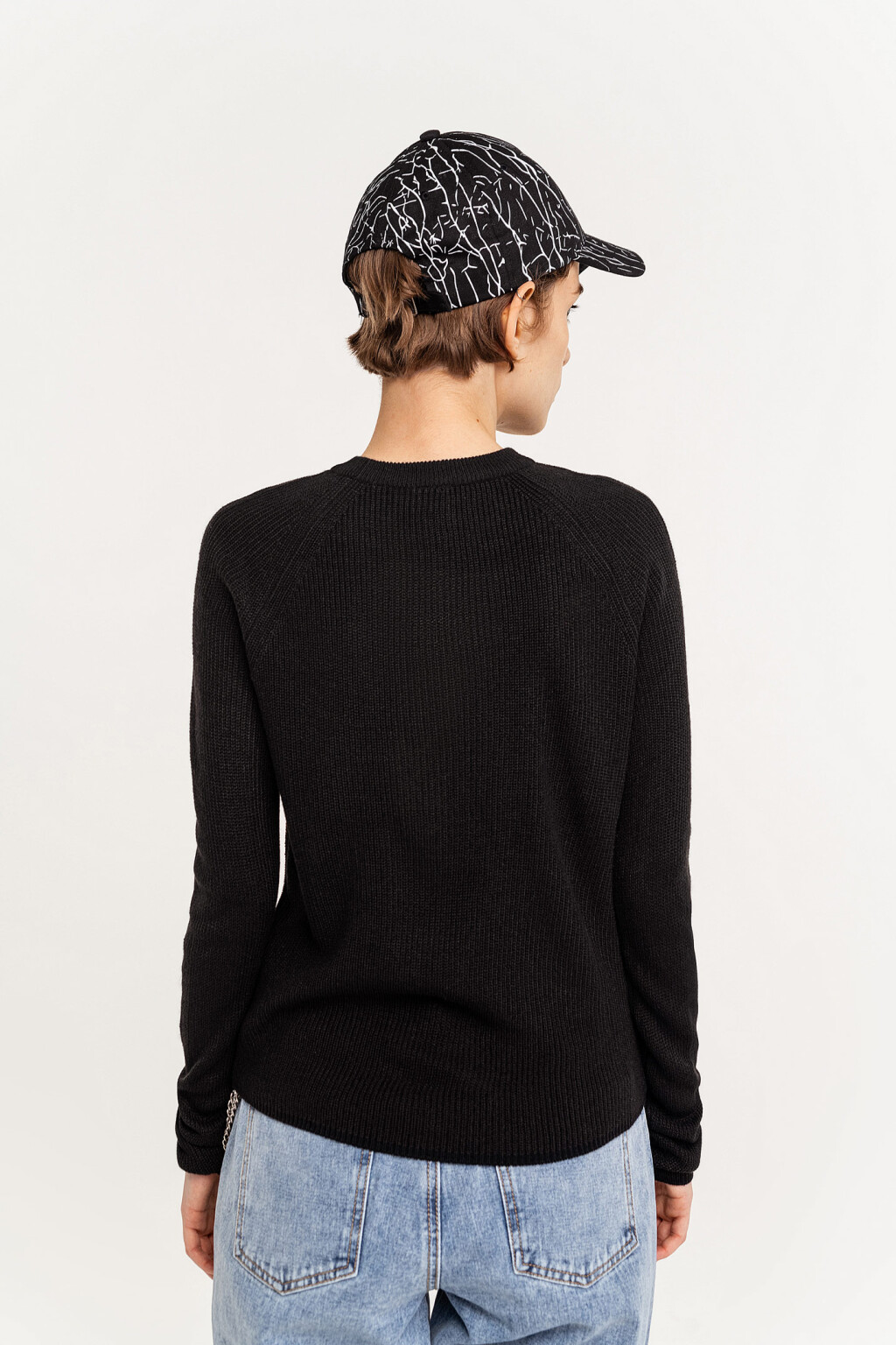 джемпер свободного кроя в мелкий рубчик - цвет черный - 3