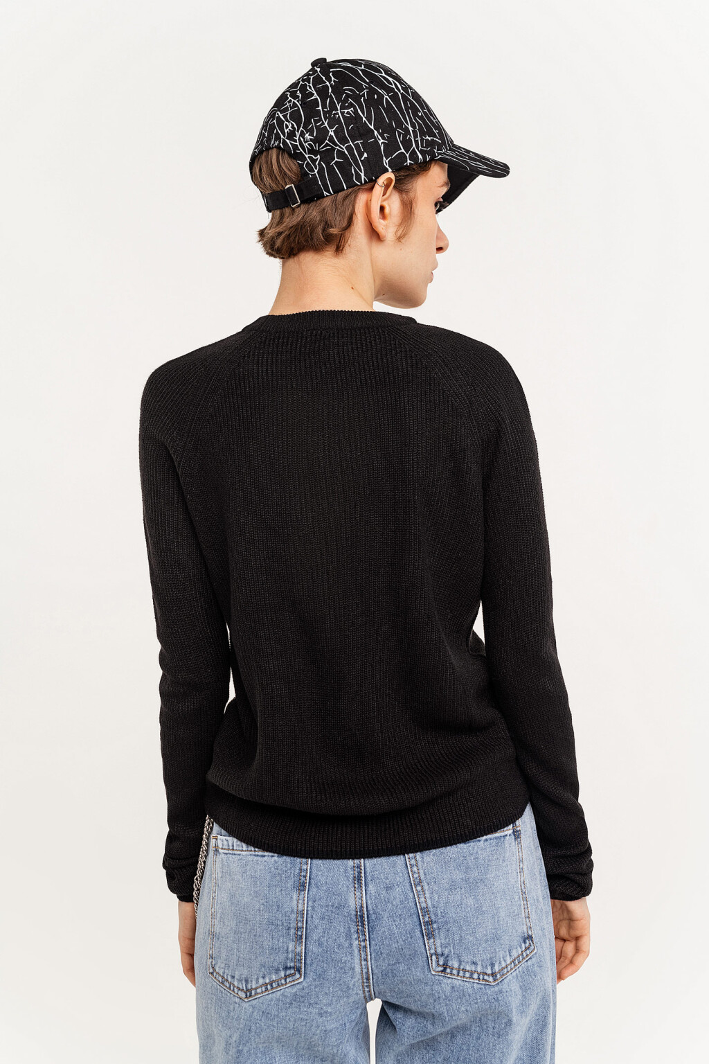 джемпер свободного кроя в мелкий рубчик - цвет черный - 5