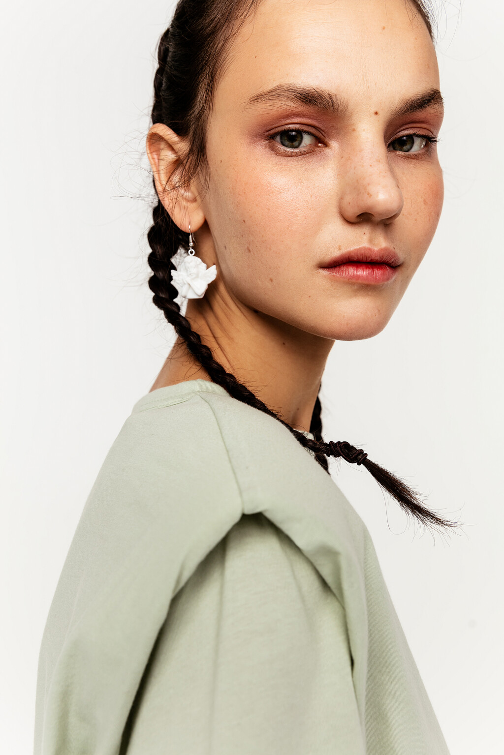 Футболка хлопковая oversize с подплечниками - цвет зеленый - 2
