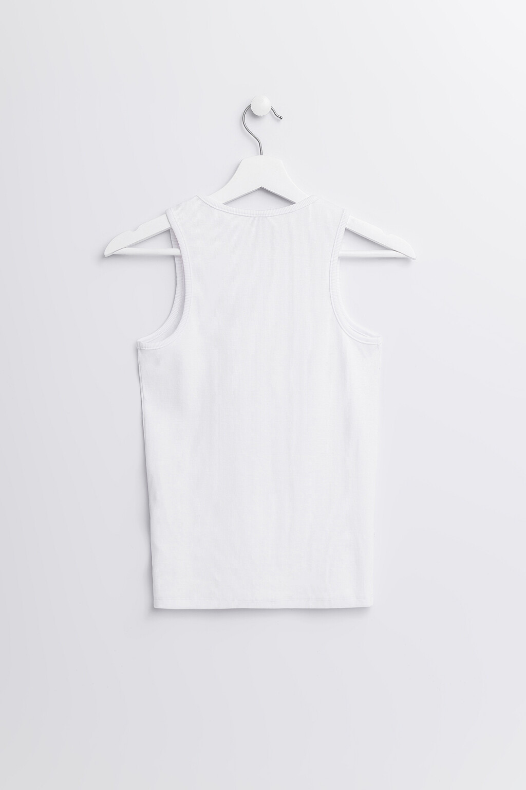 Топ хлопковый в рубчик без рукавов - цвет белый - 2