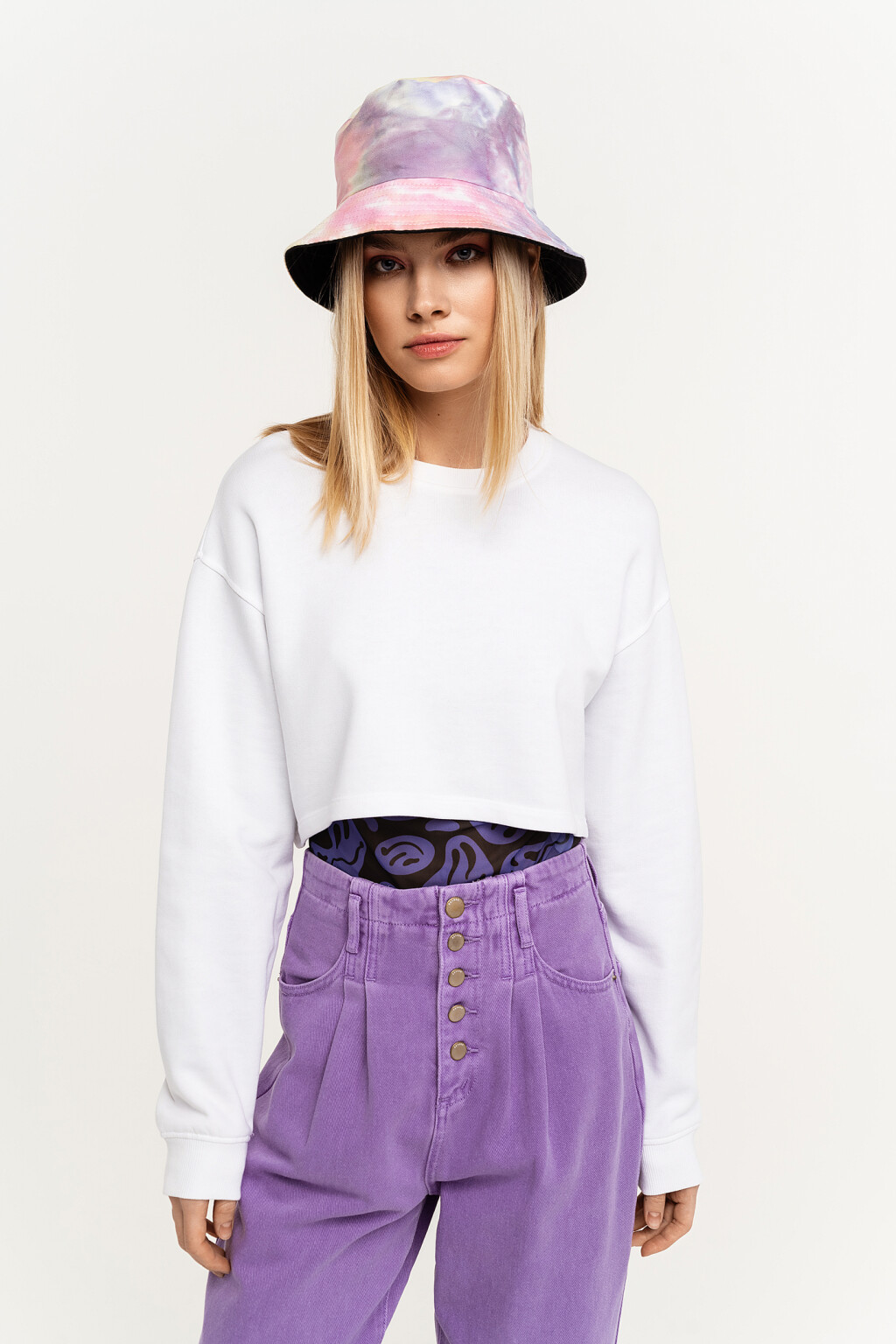 Джемпер хлопковый укороченный - цвет белый - 2