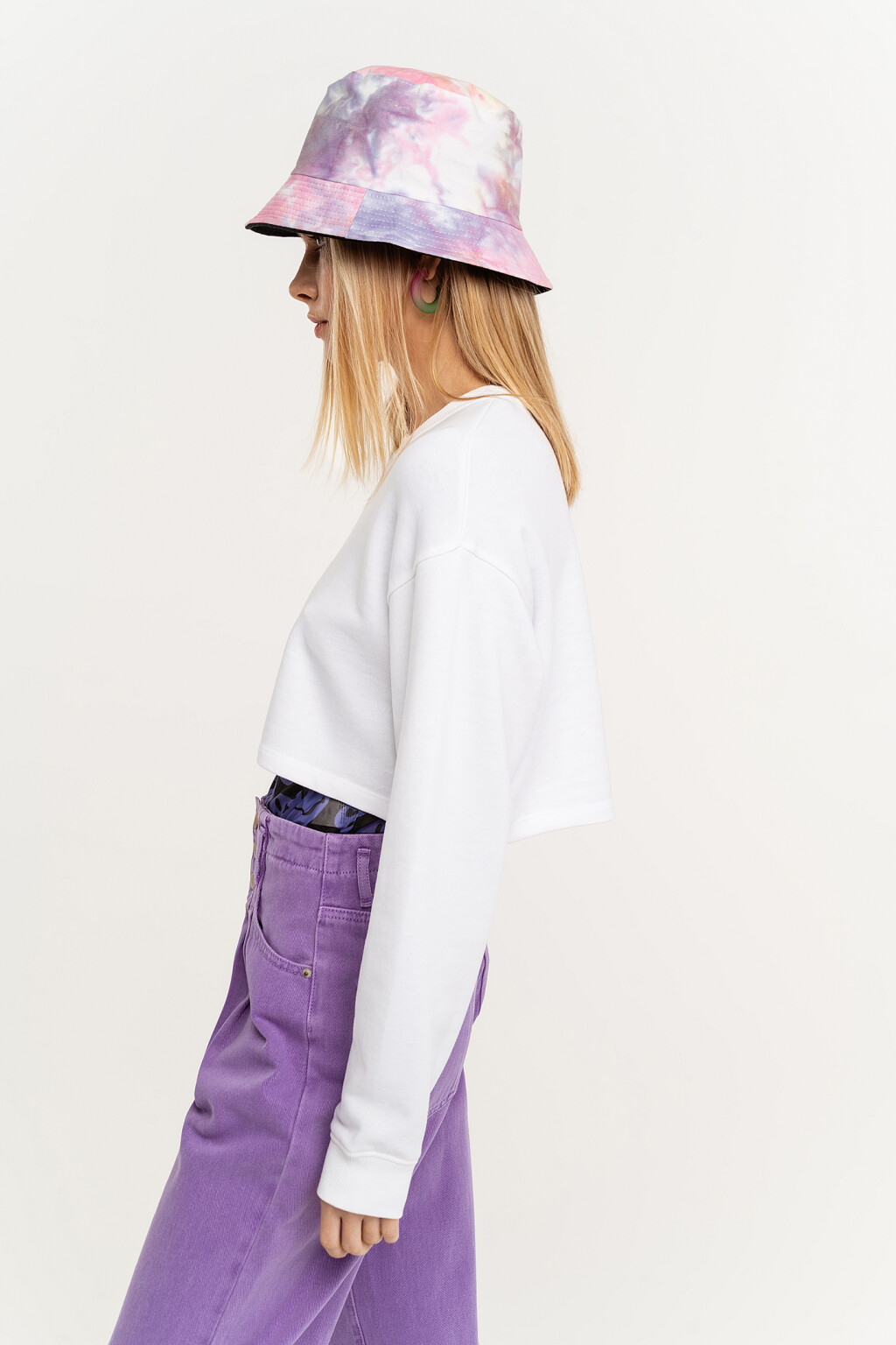 Джемпер хлопковый укороченный - цвет белый - 3