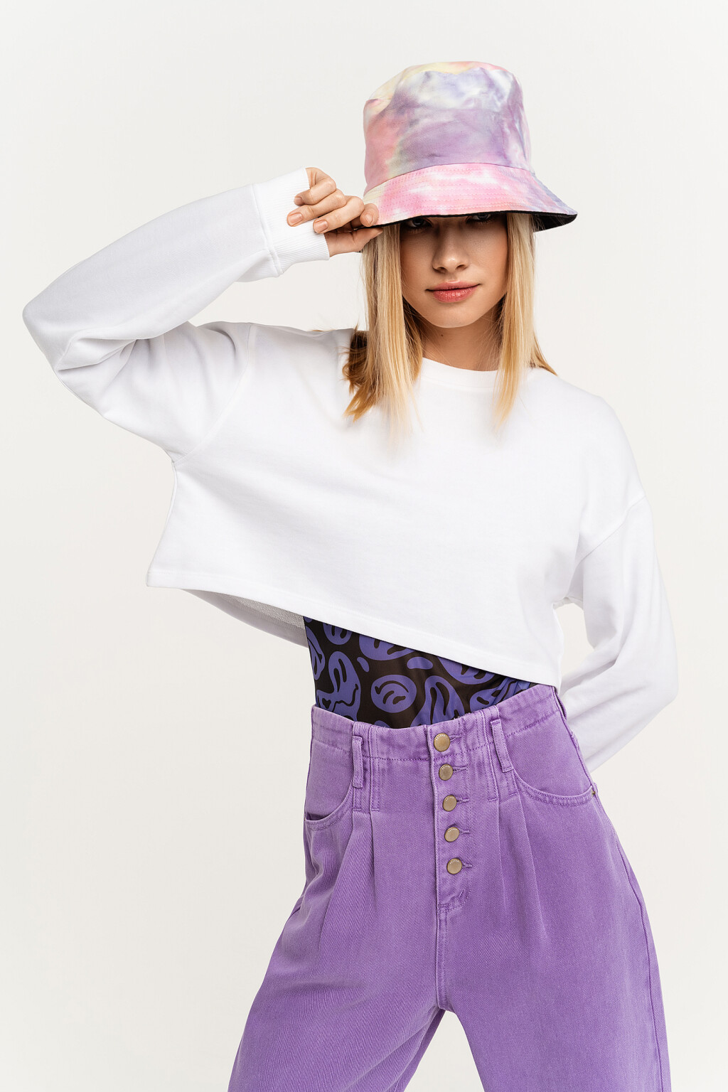 Джемпер хлопковый укороченный - цвет белый - 6