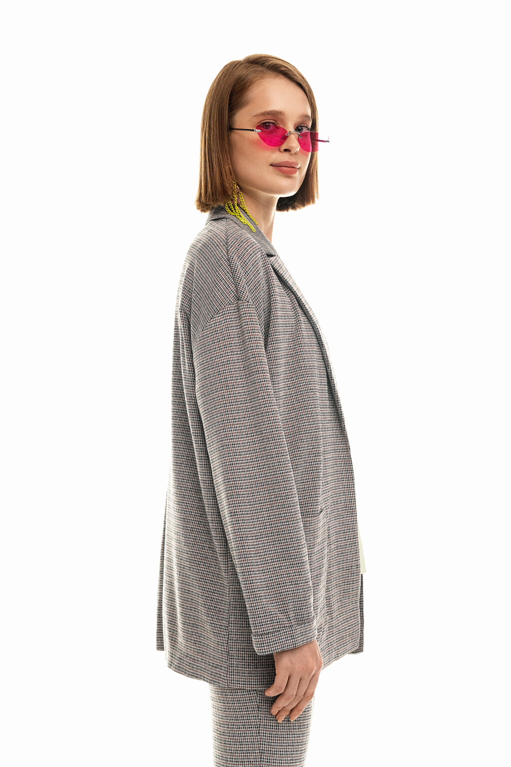 Пиджак трикотажный oversize без застежки - цвет бежевый - 3