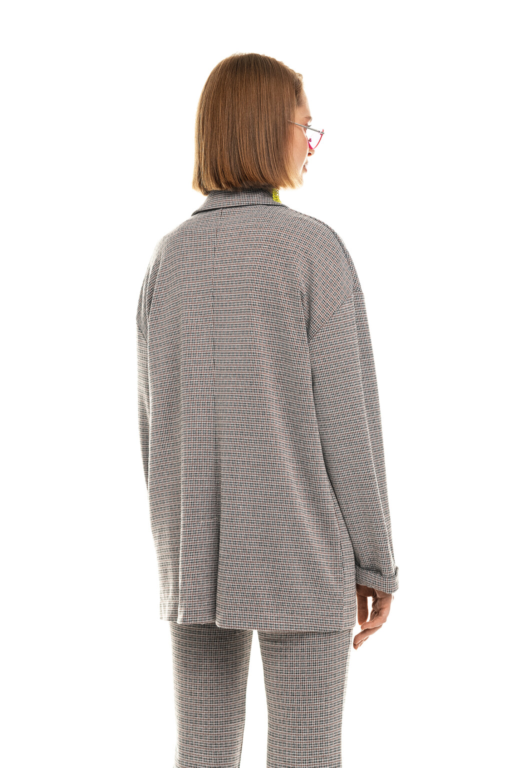 Пиджак трикотажный oversize без застежки - цвет бежевый - 4