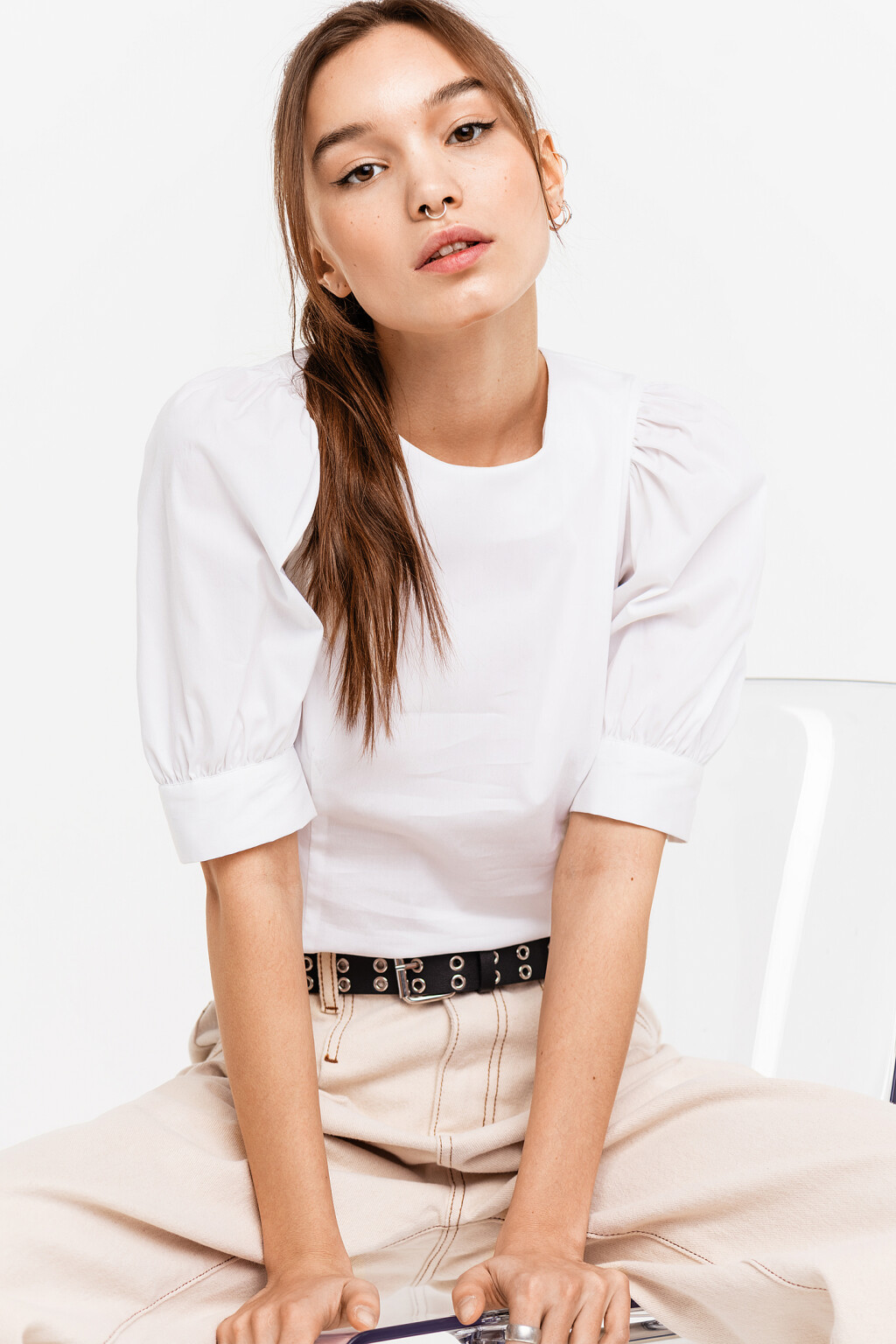 блузка женская - цвет белый - 2