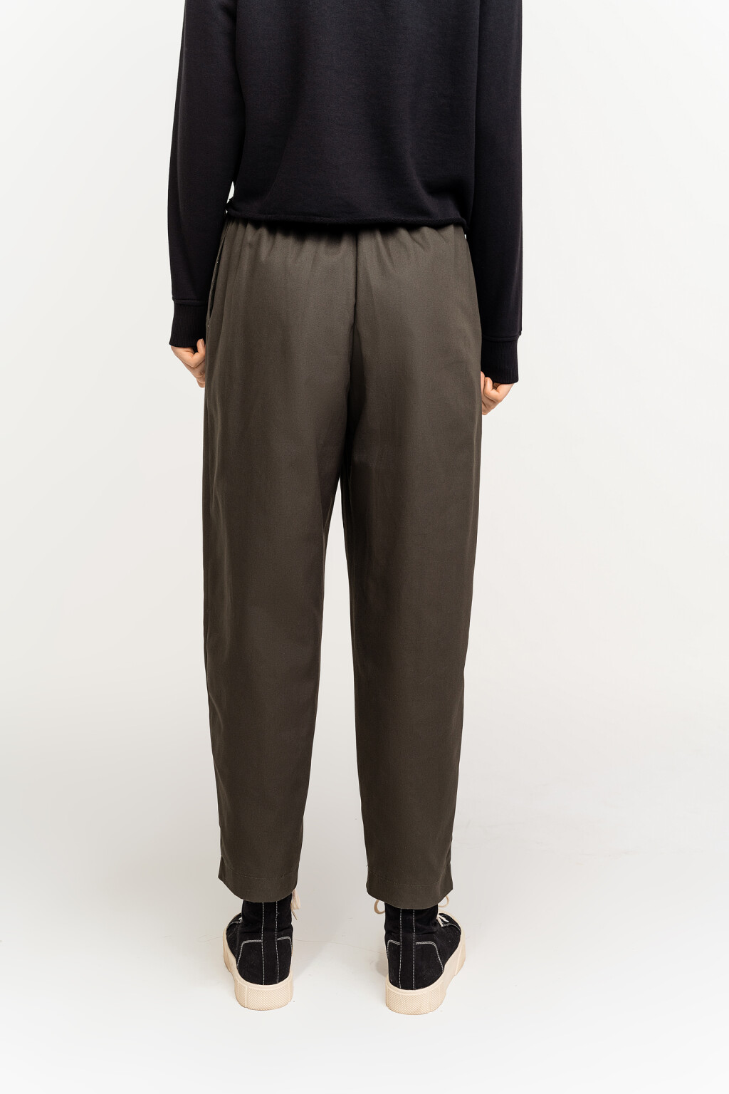 Брюки-бананы paperbag с ремнем - цвет зеленый - 3