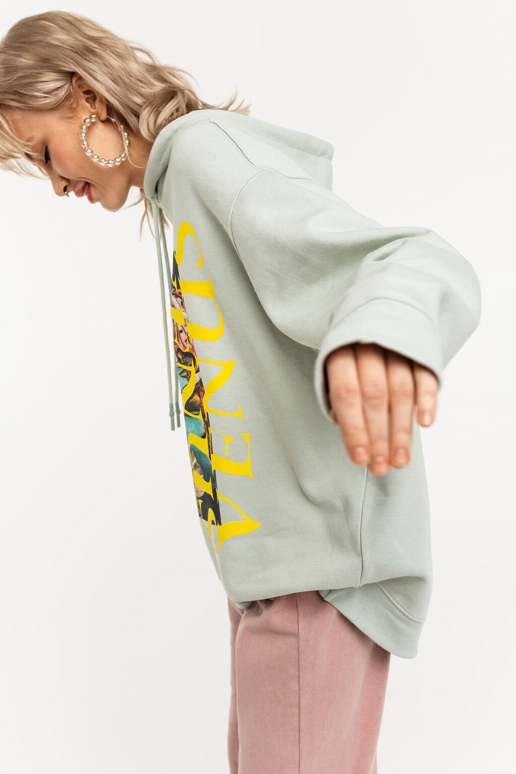 Худи oversize утепленная с принтом "рождение венеры" - цвет серый - 2