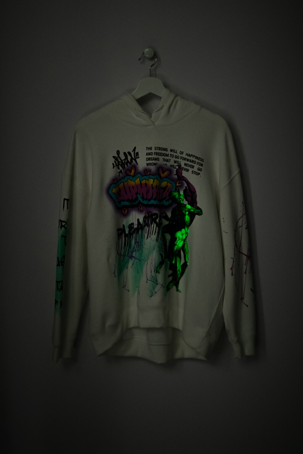 Худи oversize с флуоресцентным принтом - цвет белый - 5