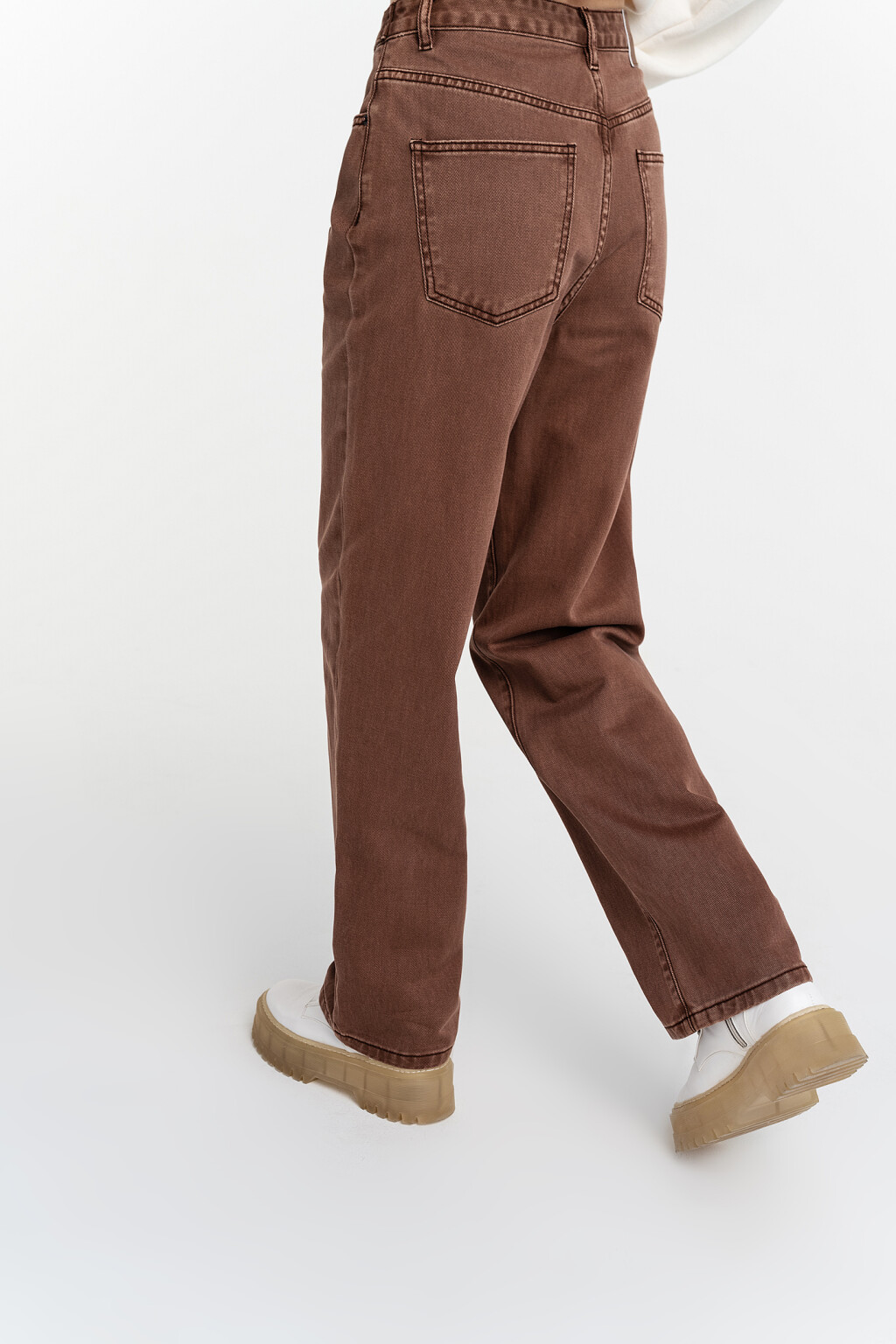 Джинсы-трубы цветные с высокой посадкой - цвет коричневый - 3
