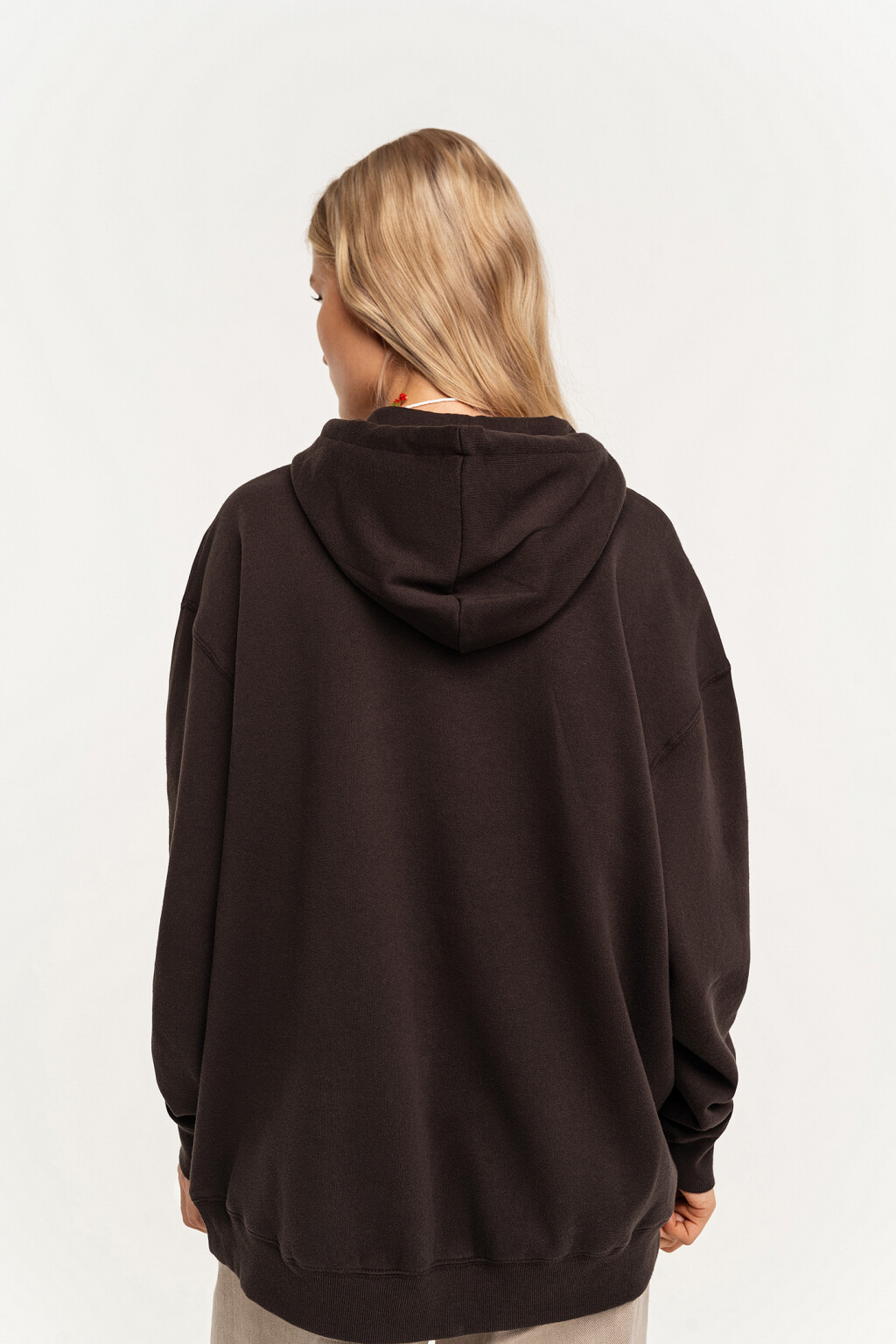 Худи утепленная в стиле oversize с цветочным принтом - цвет серый - 5