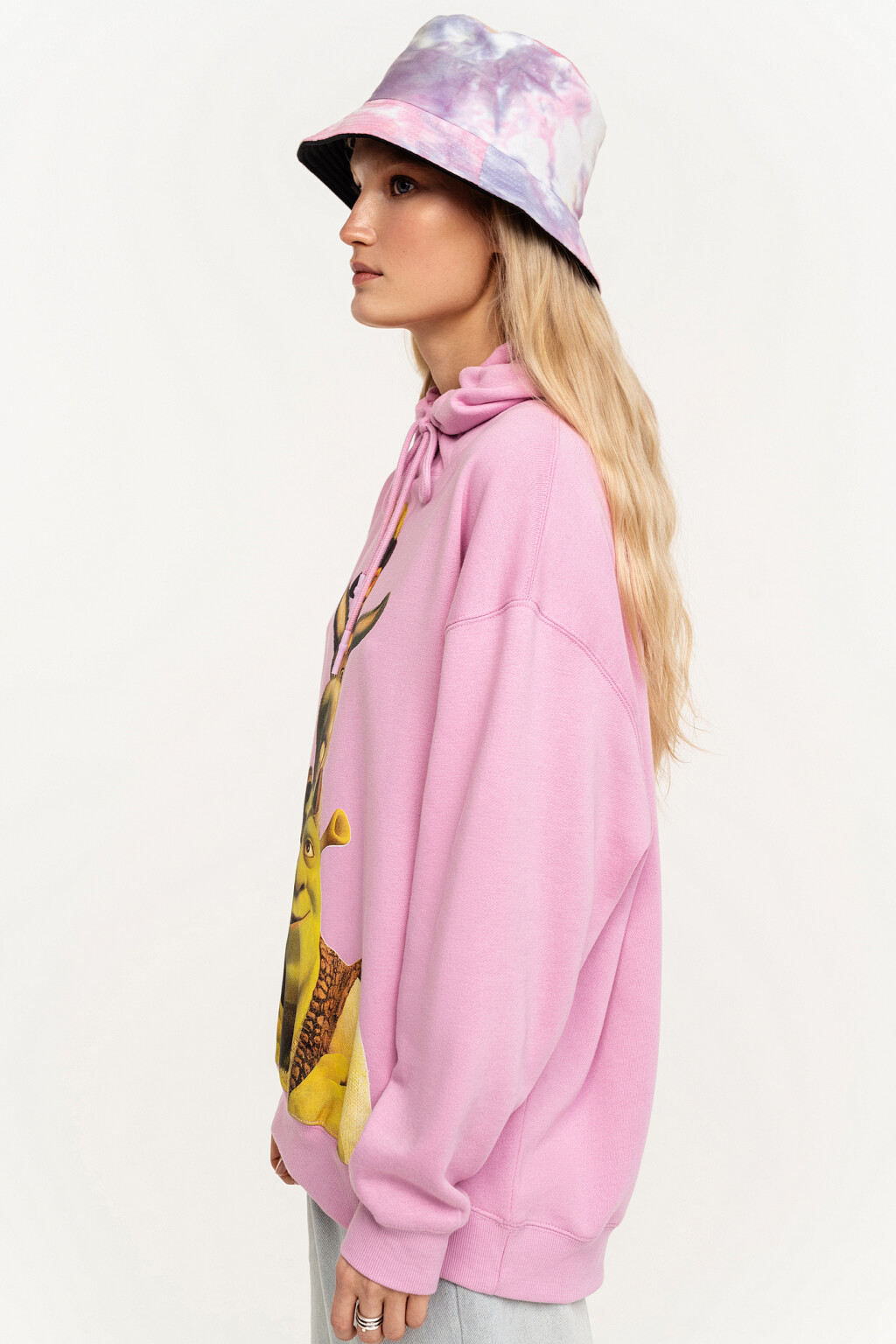Худи oversize хлопковая с принтом "шрек" - цвет розовый - 3