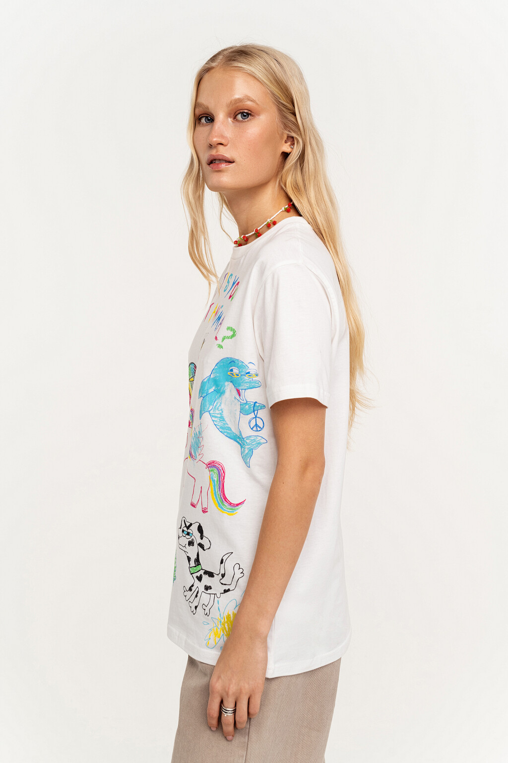 Футболка хлопковая oversize с детским рисунком - цвет белый - 3
