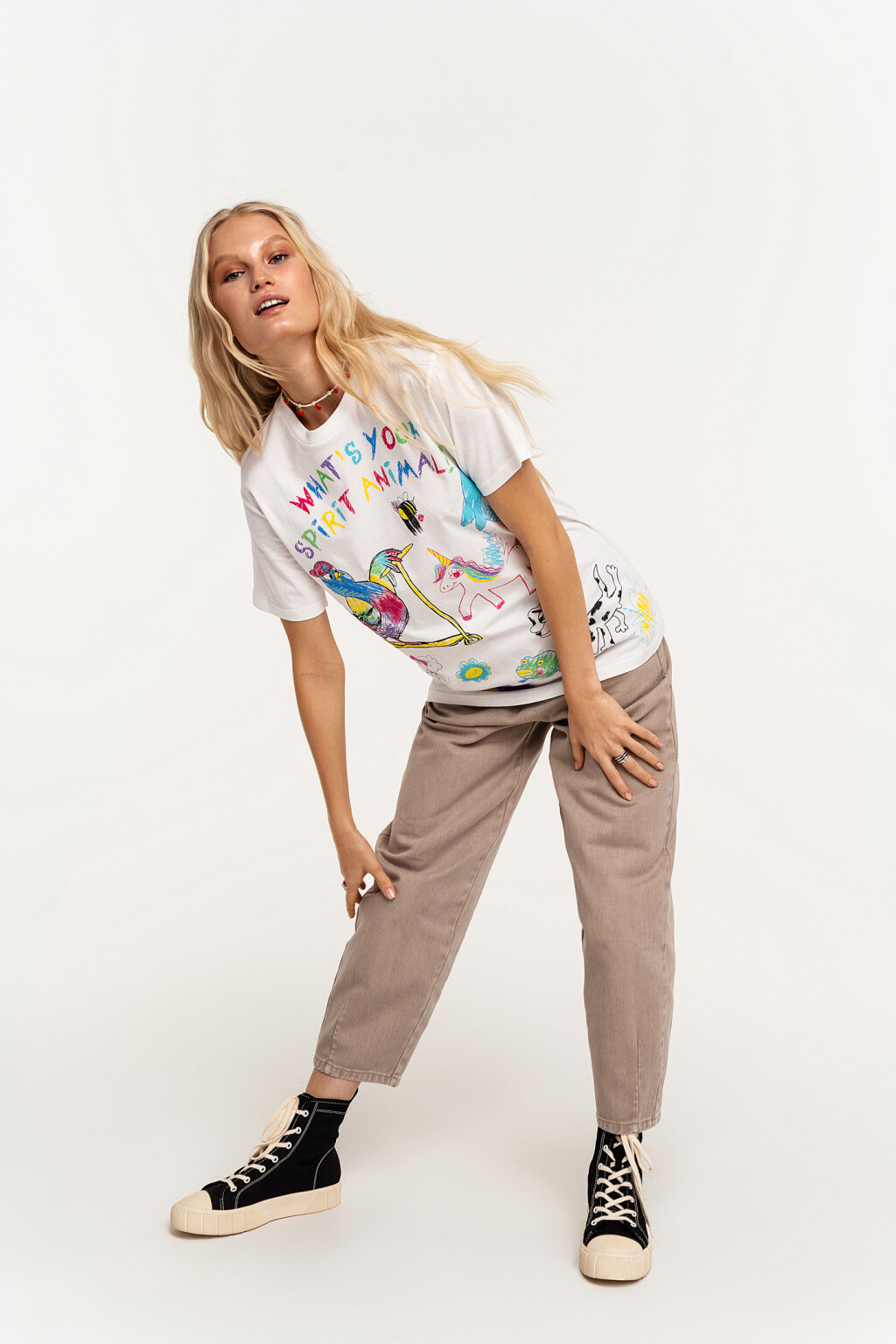 Футболка хлопковая oversize с детским рисунком - цвет белый - 4