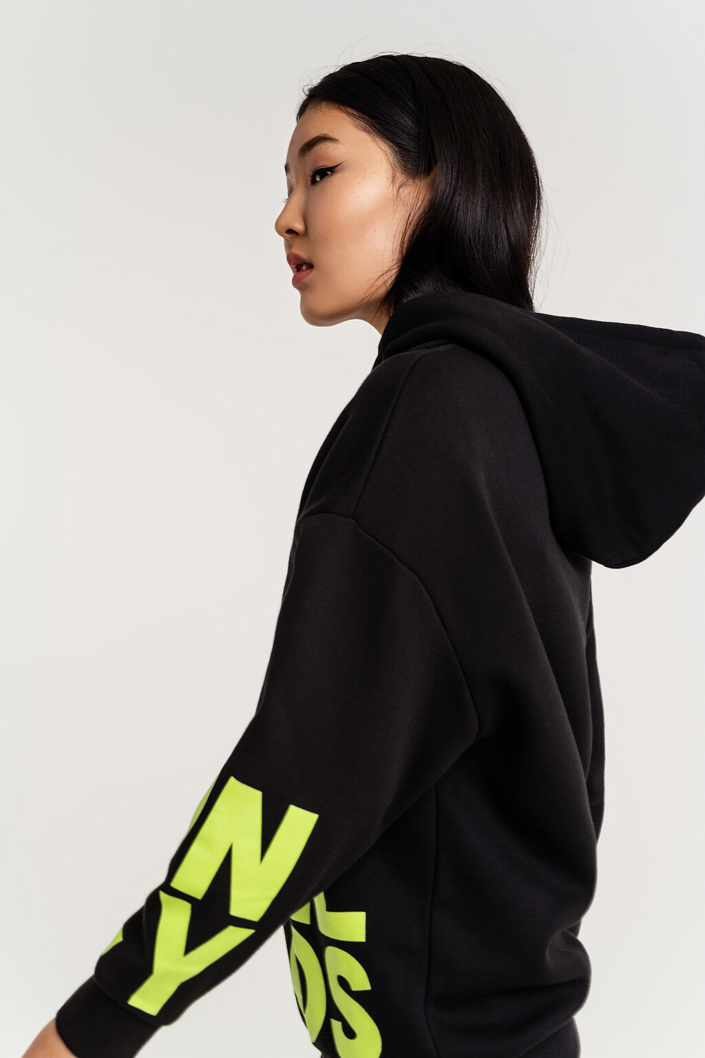 Худи хлопковая oversize с надписями - цвет черный - 2