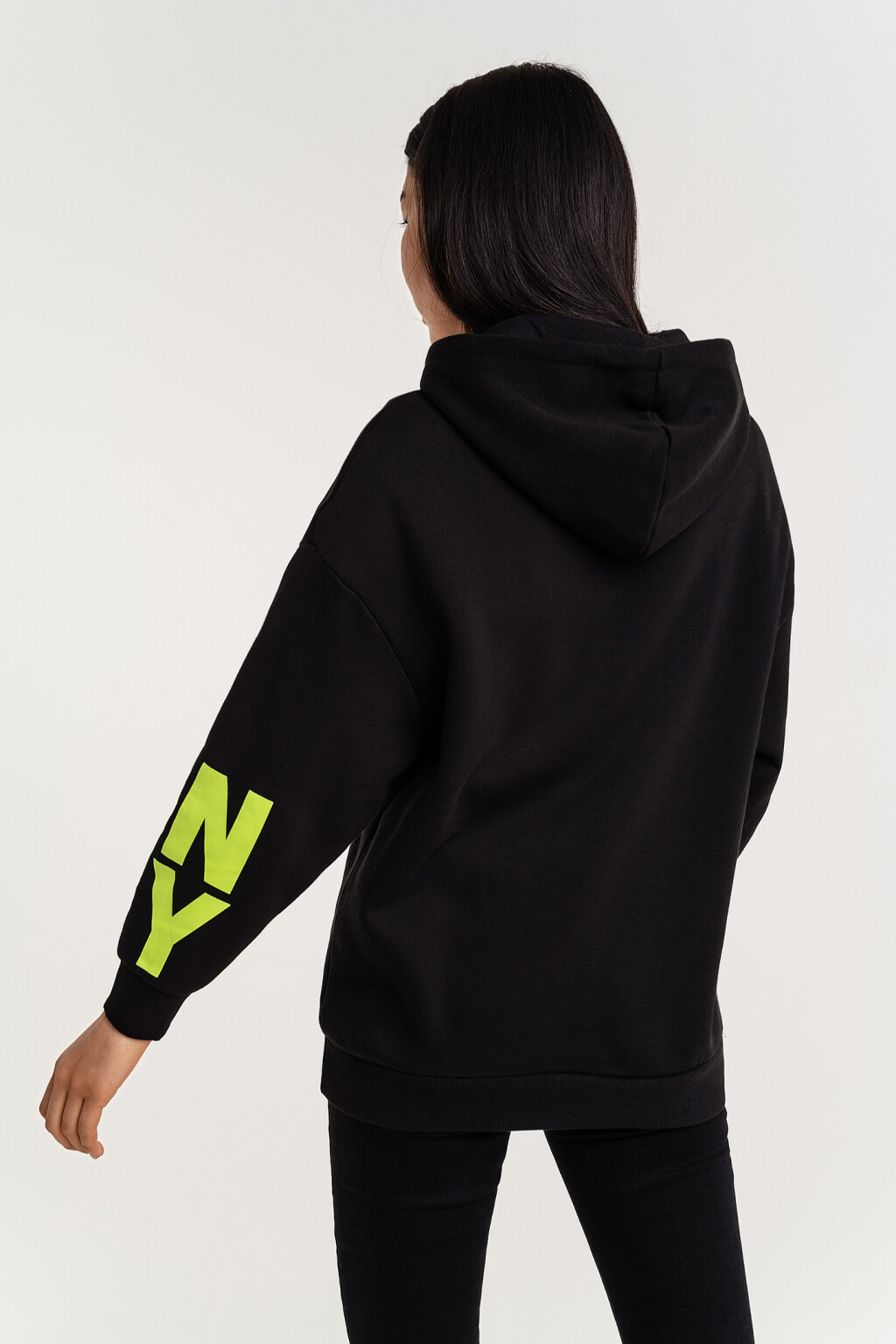 Худи хлопковая oversize с надписями - цвет черный - 3