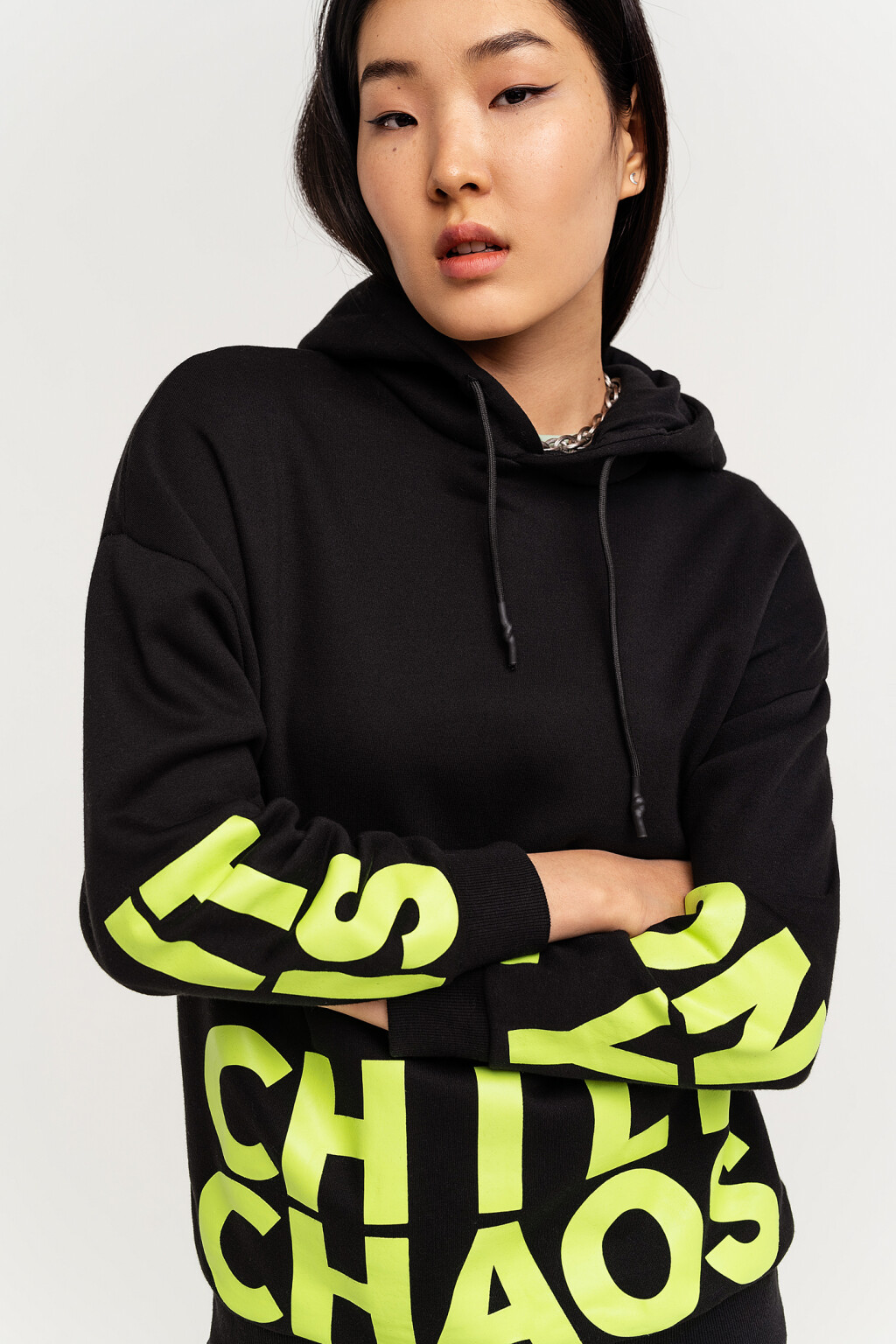 Худи хлопковая oversize с надписями - цвет черный - 4