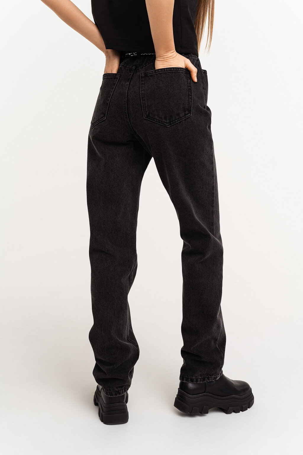 Джинсы straight черные - цвет серый - 4