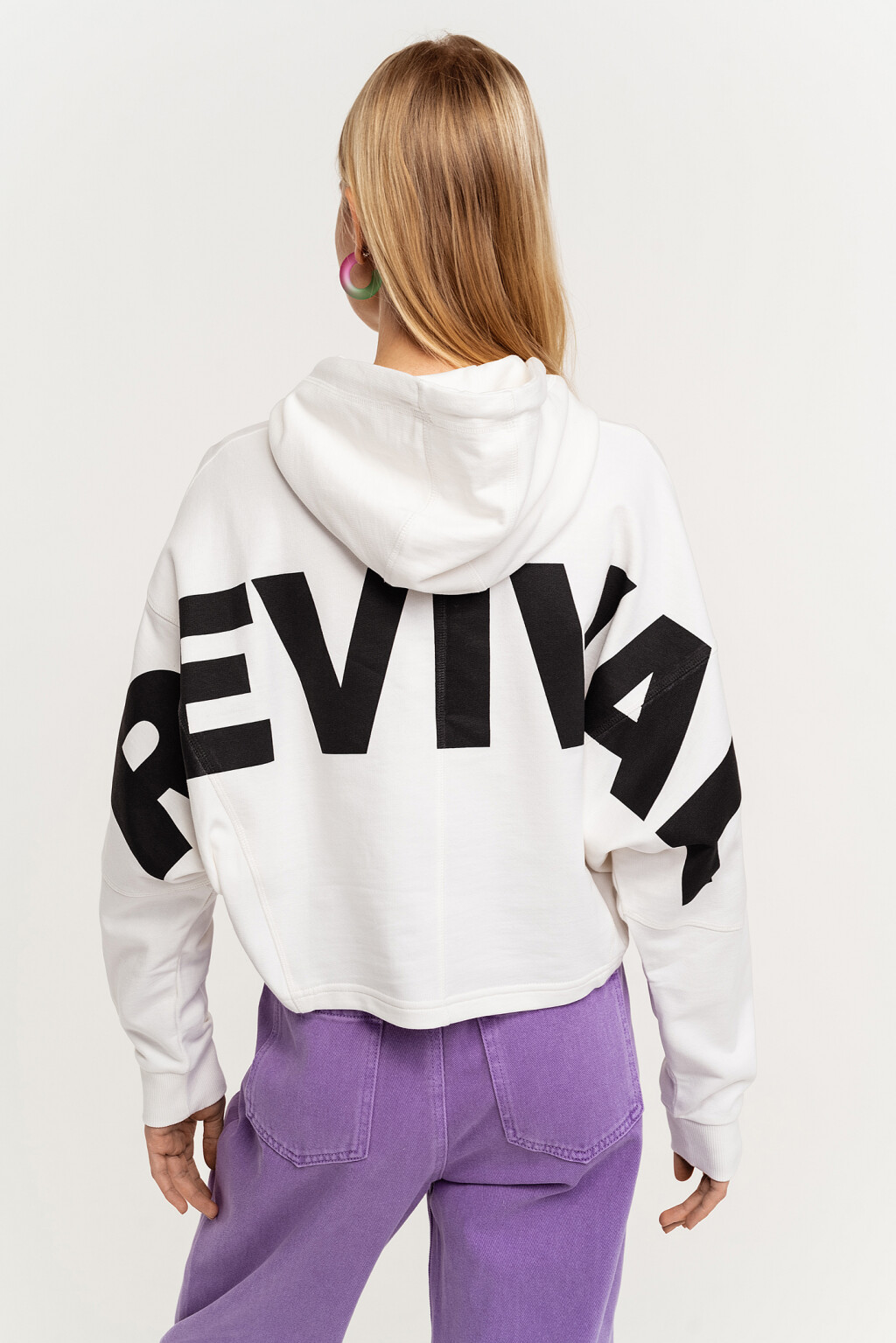 Худи короткая утепленная с надписями - цвет белый - 4