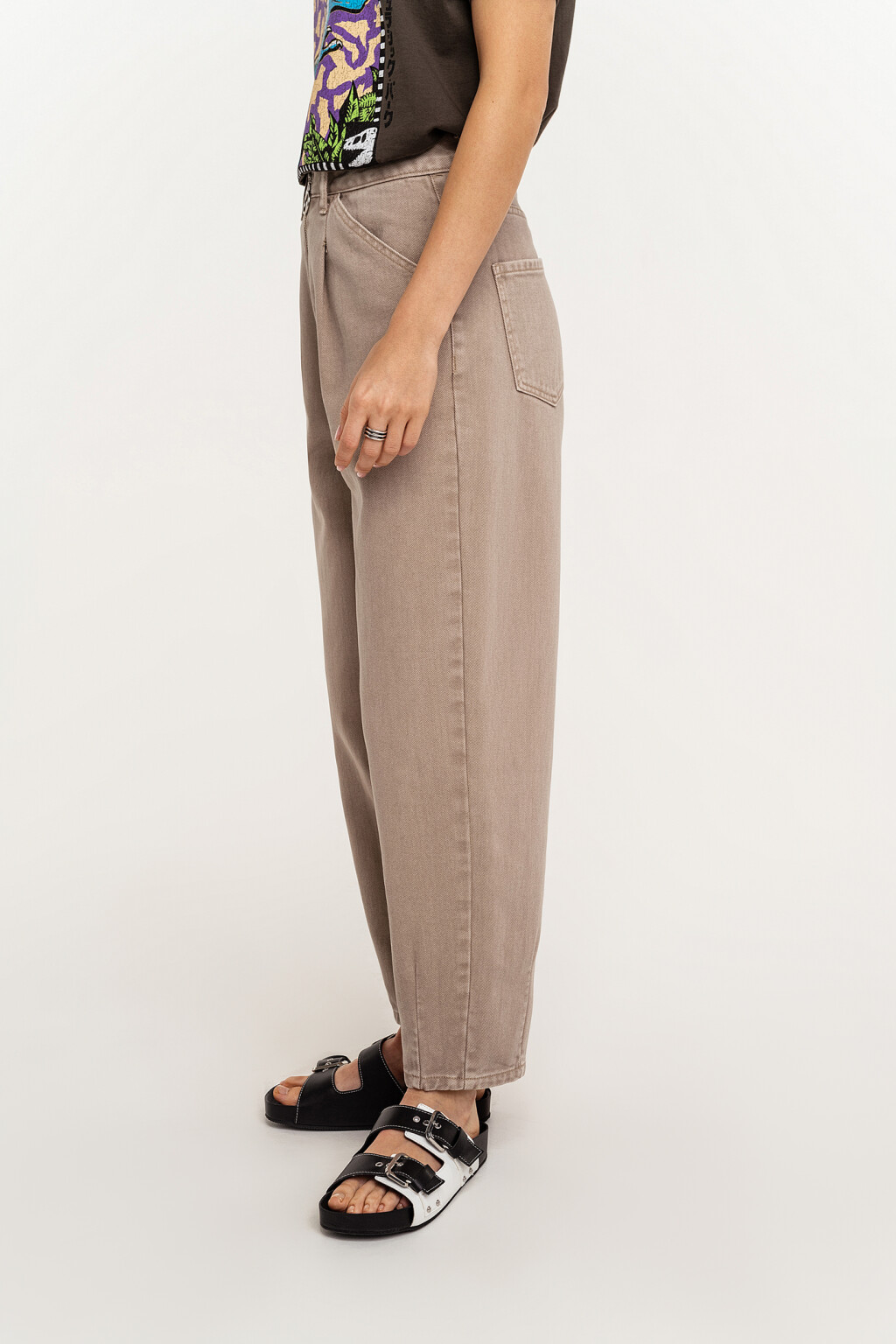 Джинсы-трубы с открытой молнией - цвет бежевый - 3