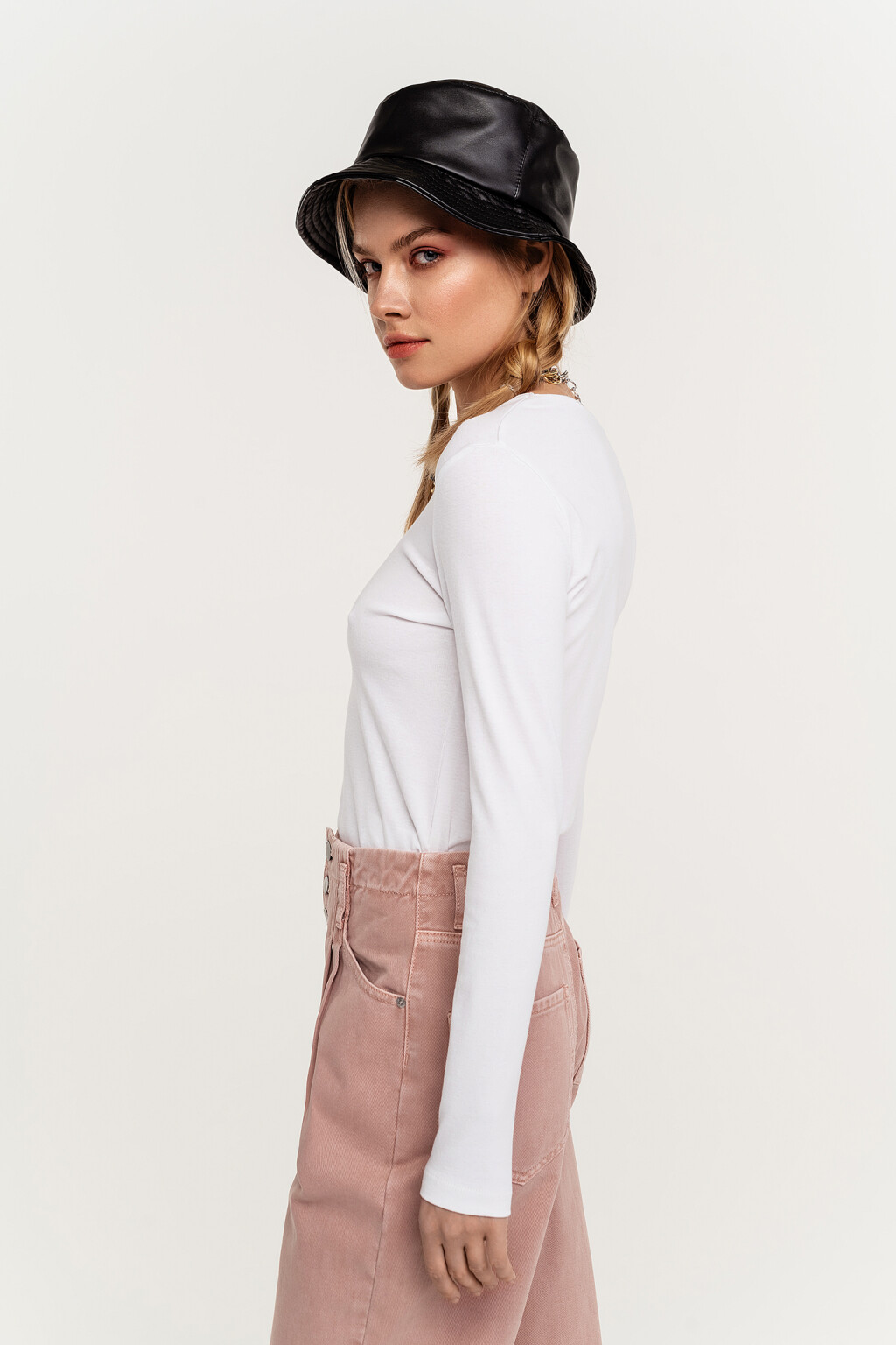 Лонгслив хлопковый с круглым вырезом - цвет белый - 2