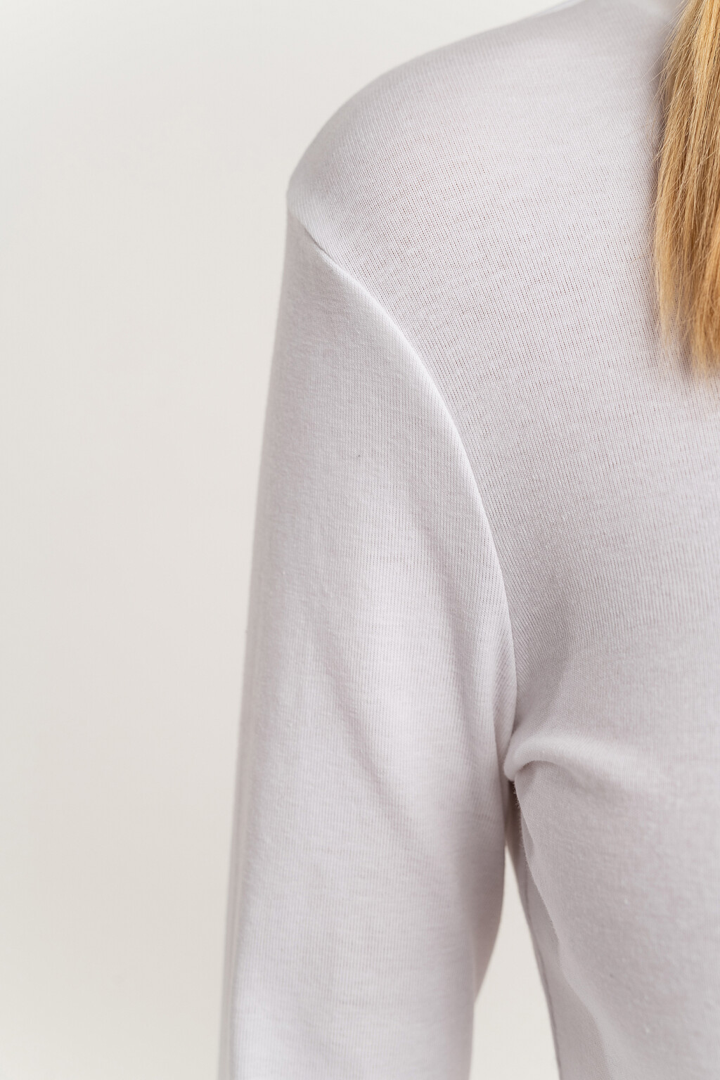 Лонгслив хлопковый с круглым вырезом - цвет белый - 4