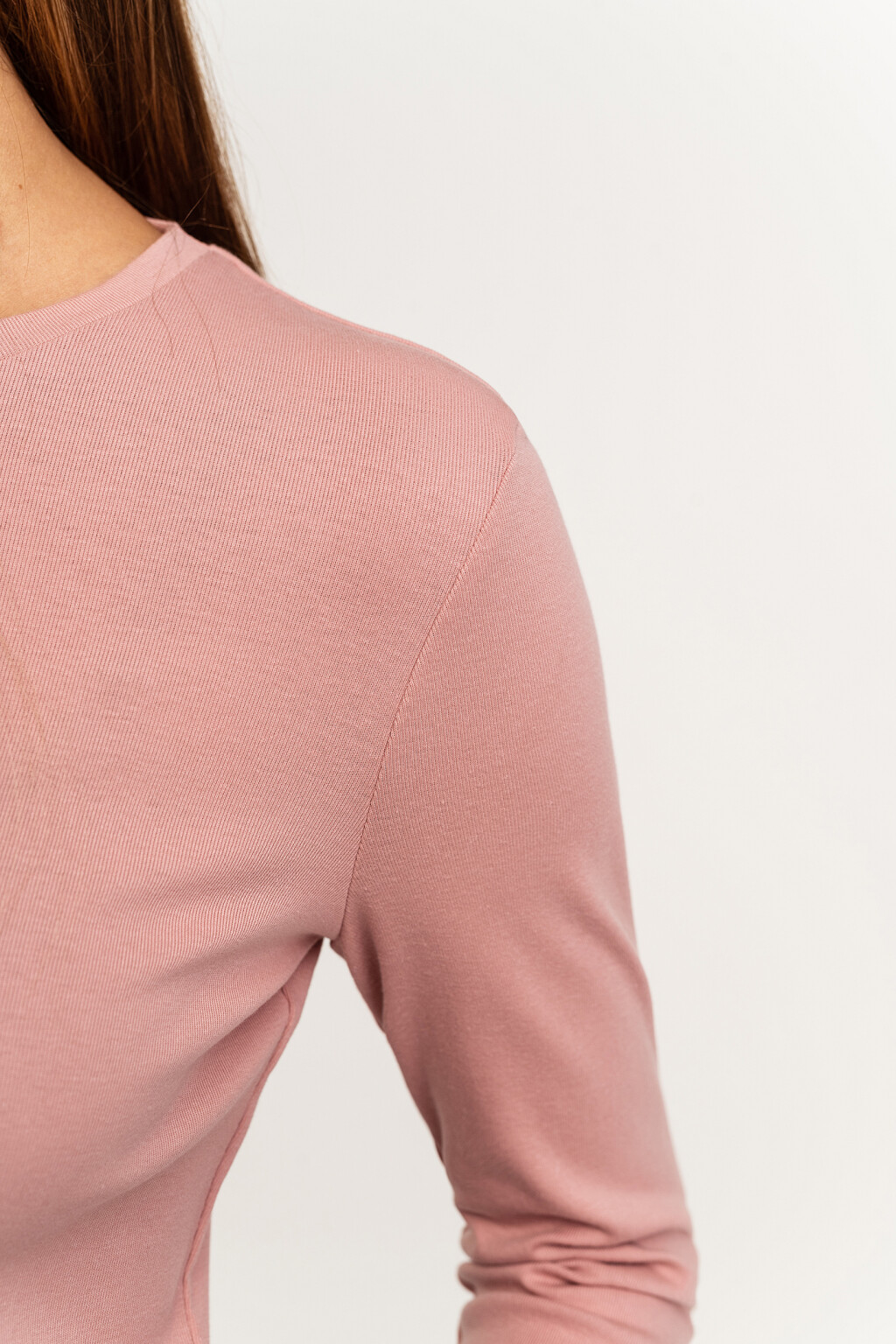 Лонгслив хлопковый с круглым вырезом - цвет розовый - 3