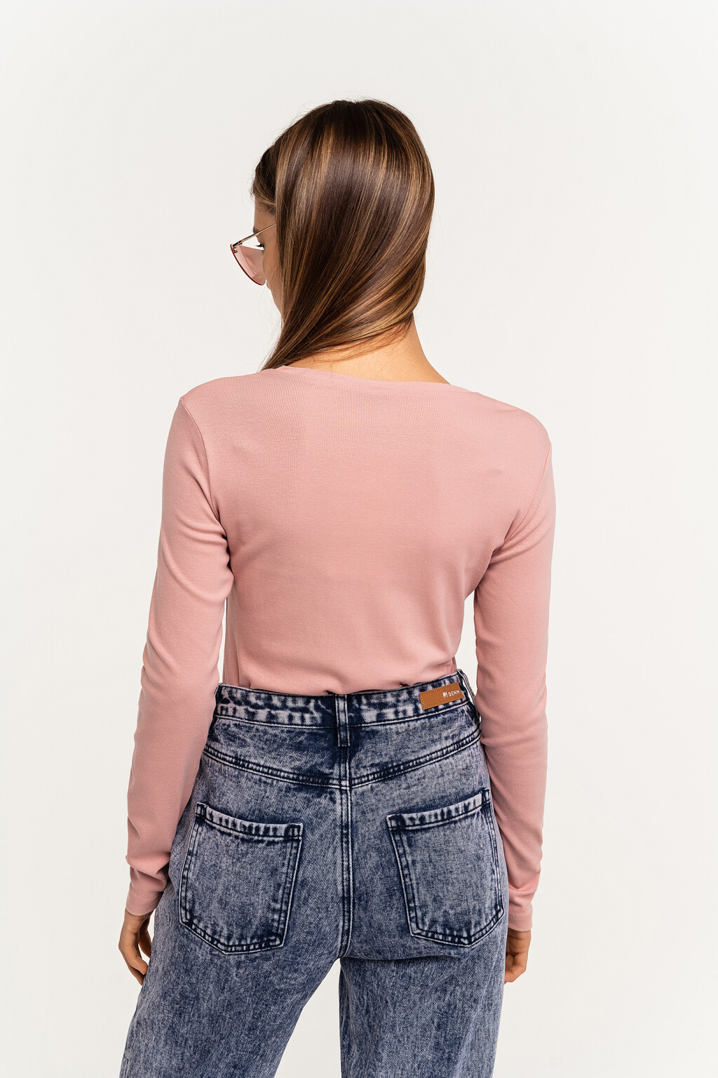 Лонгслив хлопковый с круглым вырезом - цвет розовый - 6