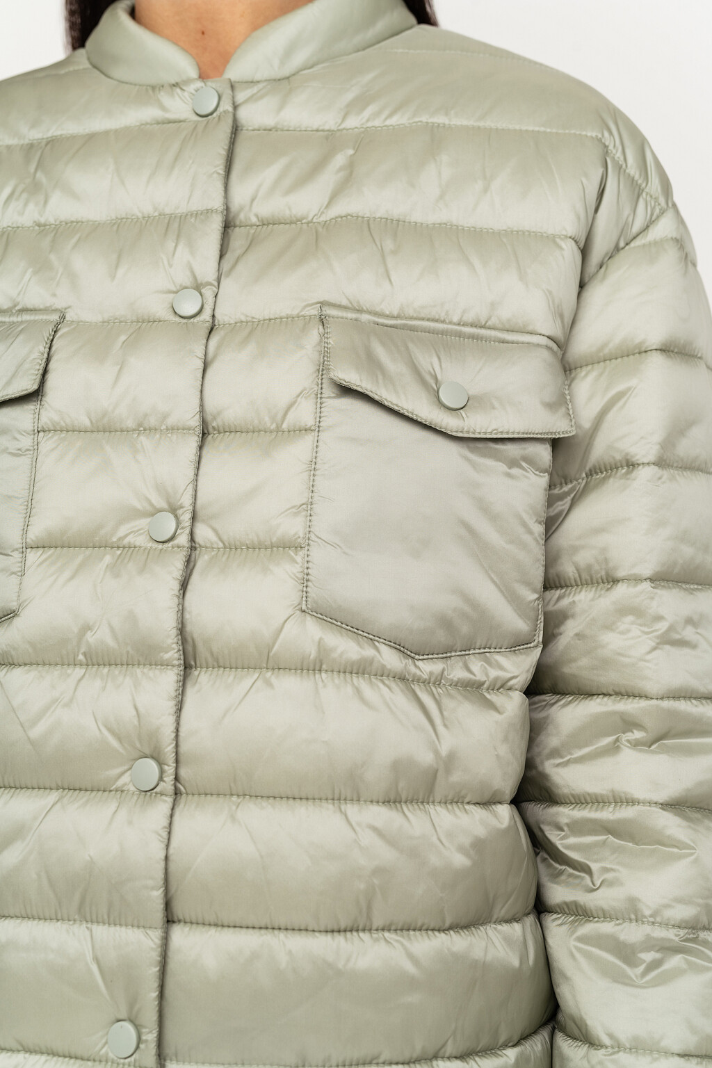 Куртка-рубашка стеганая утепленная - цвет зеленый - 3