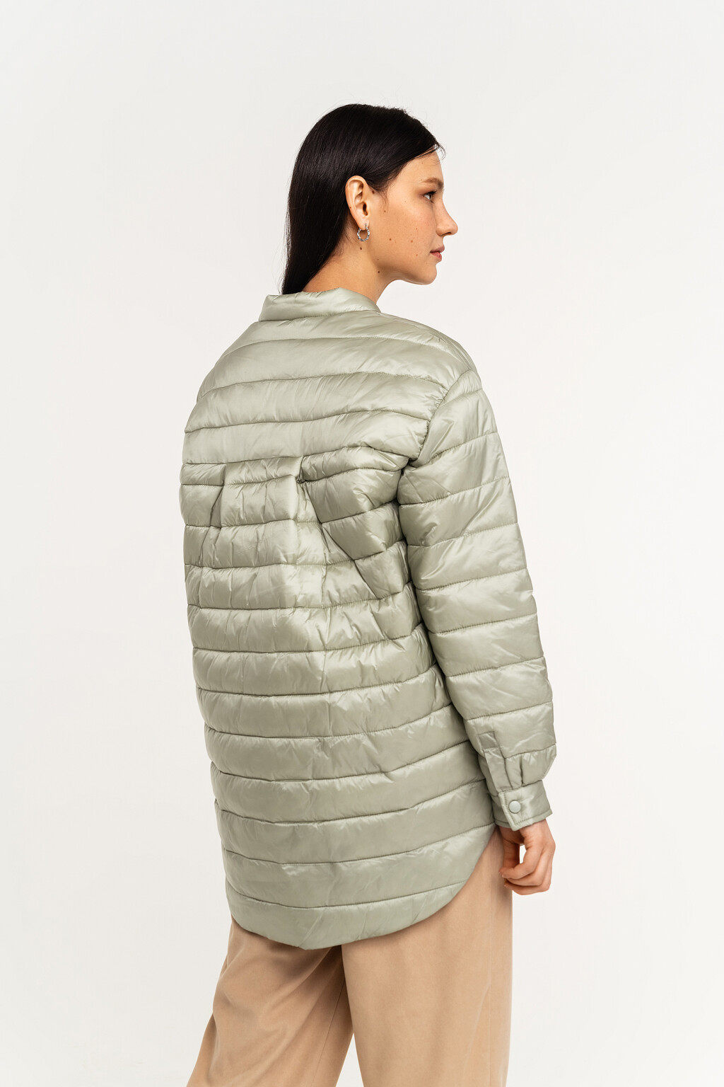 Куртка-рубашка стеганая утепленная - цвет зеленый - 5