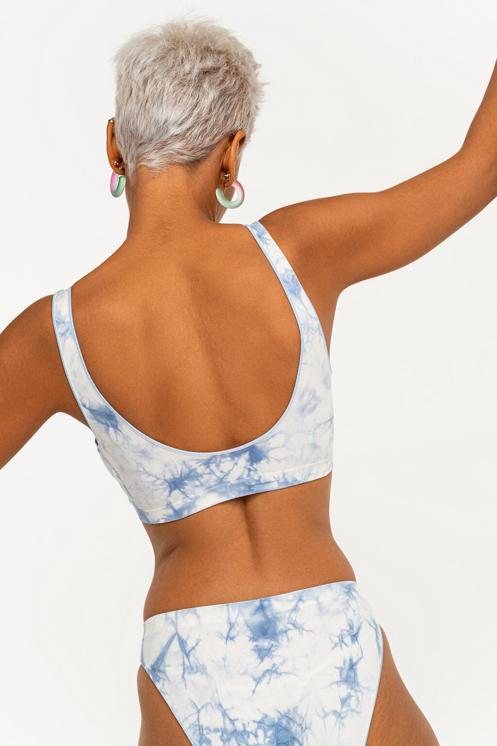 Бюстгальтер в спортивном стиле с принтом тай-дай - цвет голубой - 3